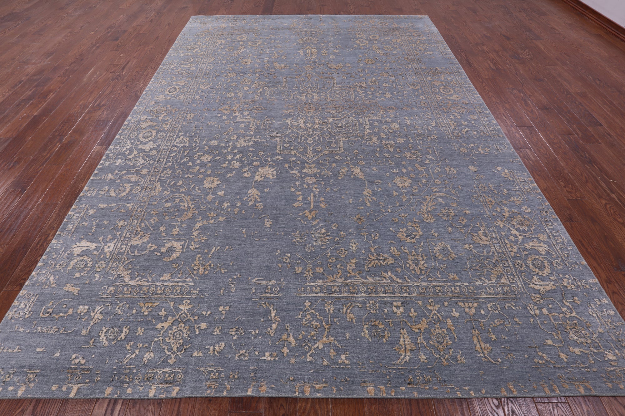 Persian Fine Serapi Hand Knotted Wool & Silk Rug - 8' 10" X 12' 1" - Golden Nile