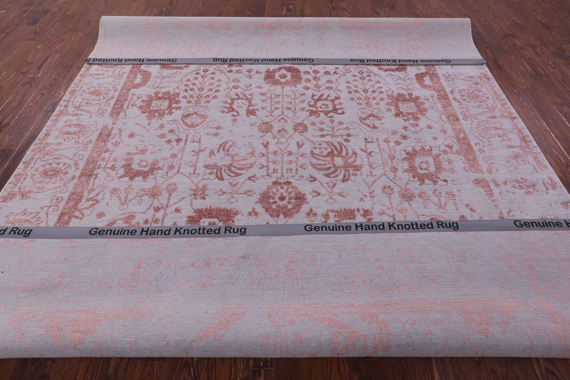 Grey Persian Tabriz Hand Knotted Wool & Silk Rug - 9' 0" X 11' 8" - Golden Nile