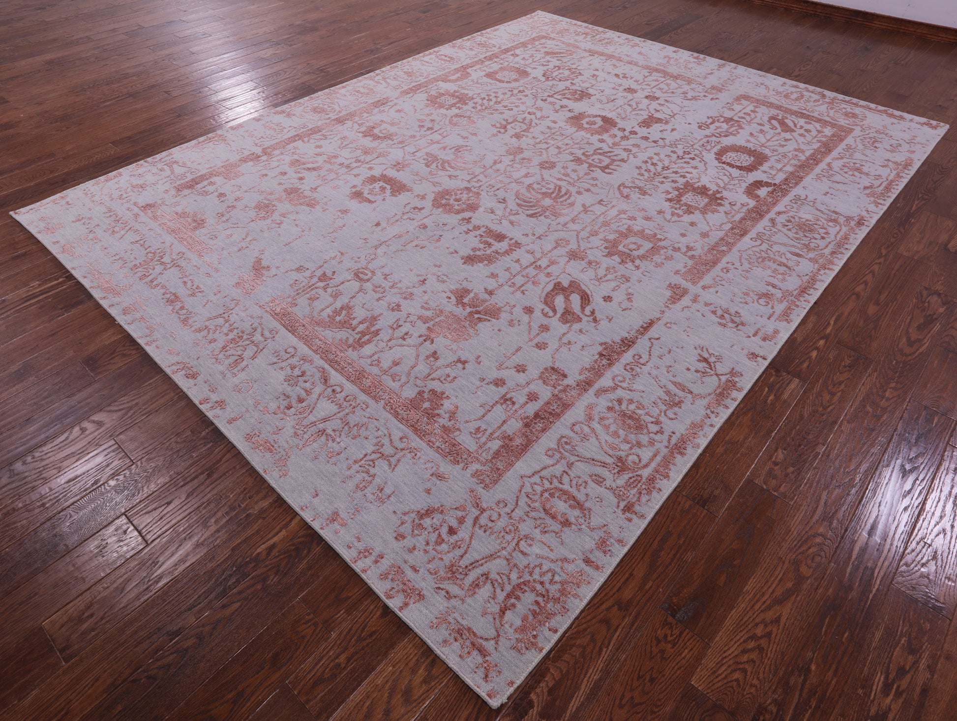 Grey Persian Tabriz Hand Knotted Wool & Silk Rug - 9' 0" X 11' 8" - Golden Nile