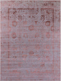 Grey Persian Tabriz Hand Knotted Wool & Silk Rug - 9' 0" X 12' 0" - Golden Nile
