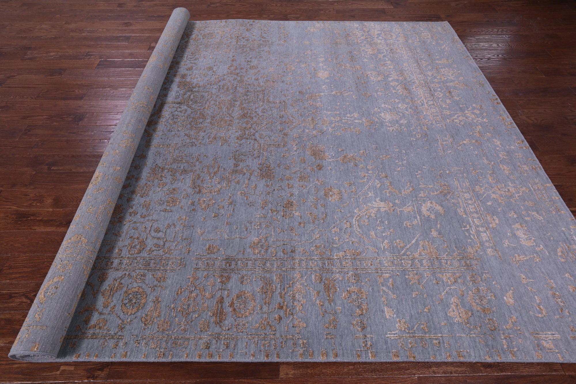 Persian Fine Serapi Hand Knotted Wool & Silk Rug - 8' 11" X 11' 11" - Golden Nile
