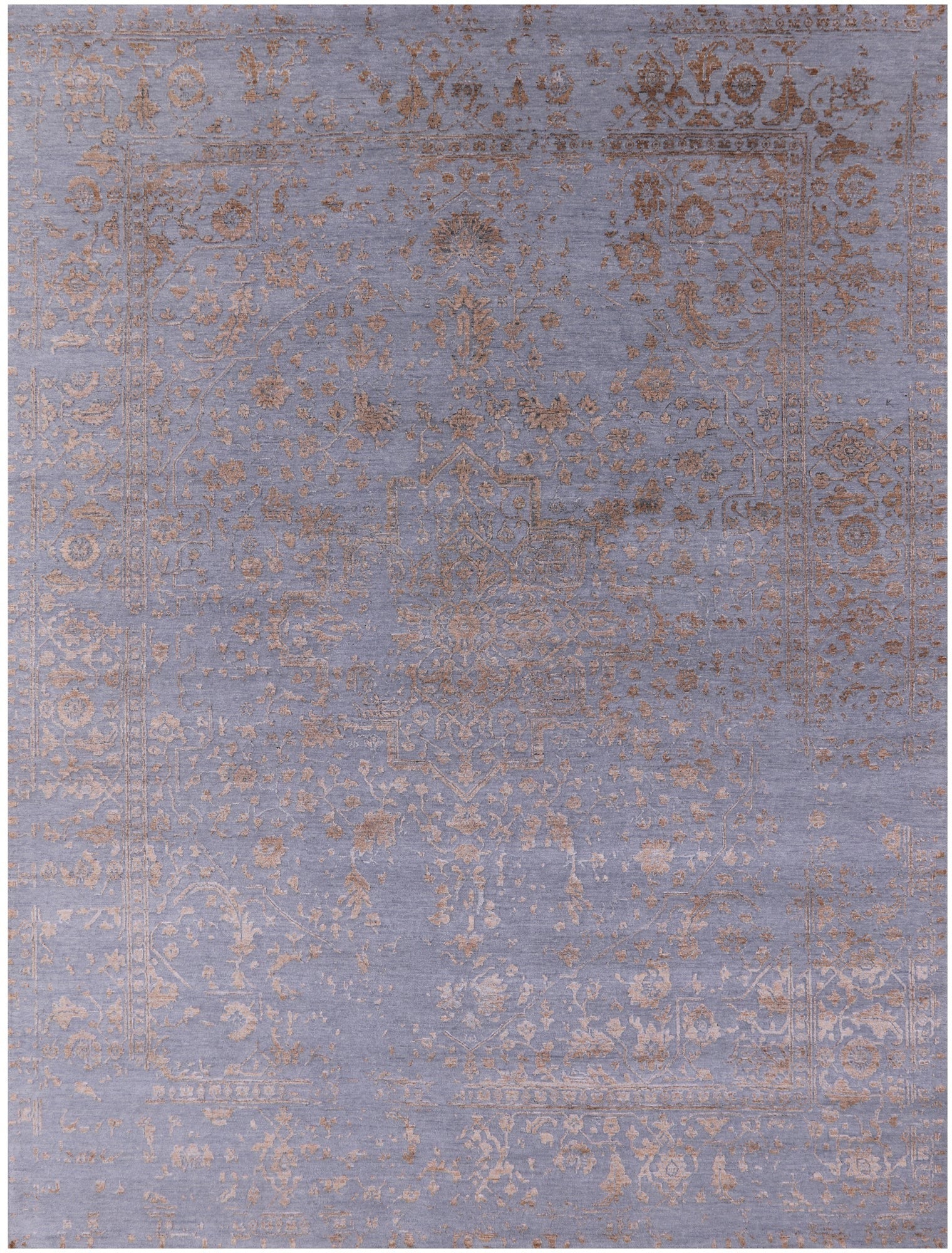 Persian Fine Serapi Hand Knotted Wool & Silk Rug - 8' 11" X 11' 11" - Golden Nile