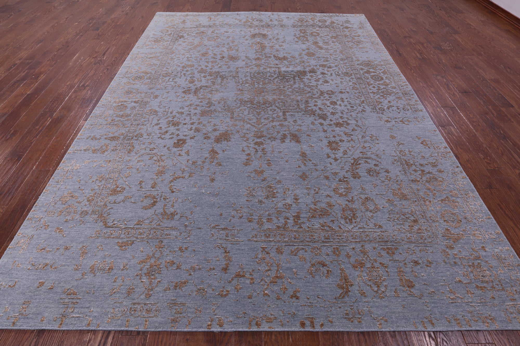 Persian Fine Serapi Hand Knotted Wool & Silk Rug - 8' 11" X 11' 11" - Golden Nile