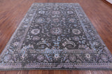 Grey Persian Tabriz Hand Knotted Wool & Silk Rug - 9' 0" X 11' 6" - Golden Nile