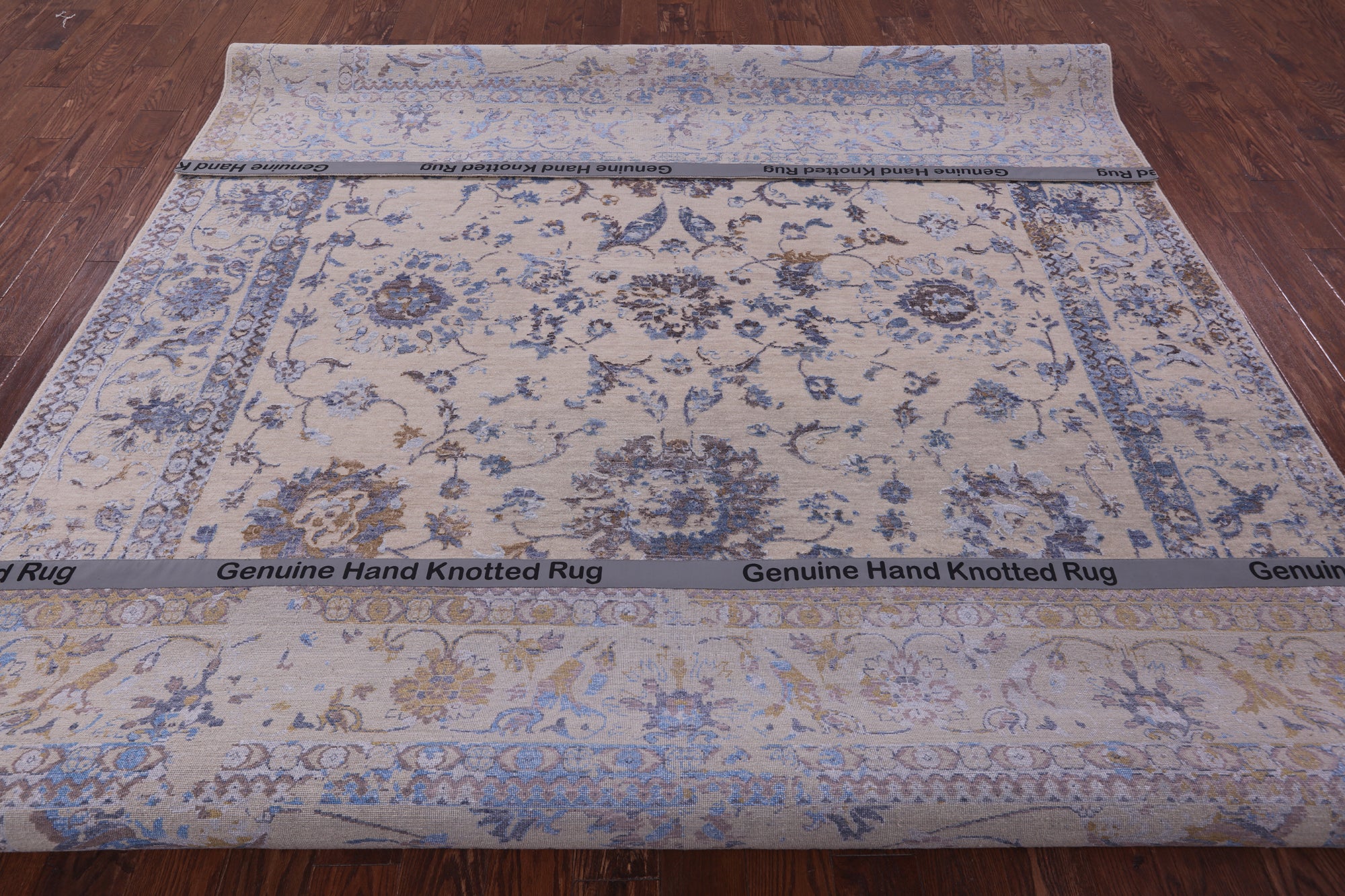 Ivory Persian Tabriz Hand Knotted Wool Rug - 8' 10" X 11' 8" - Golden Nile