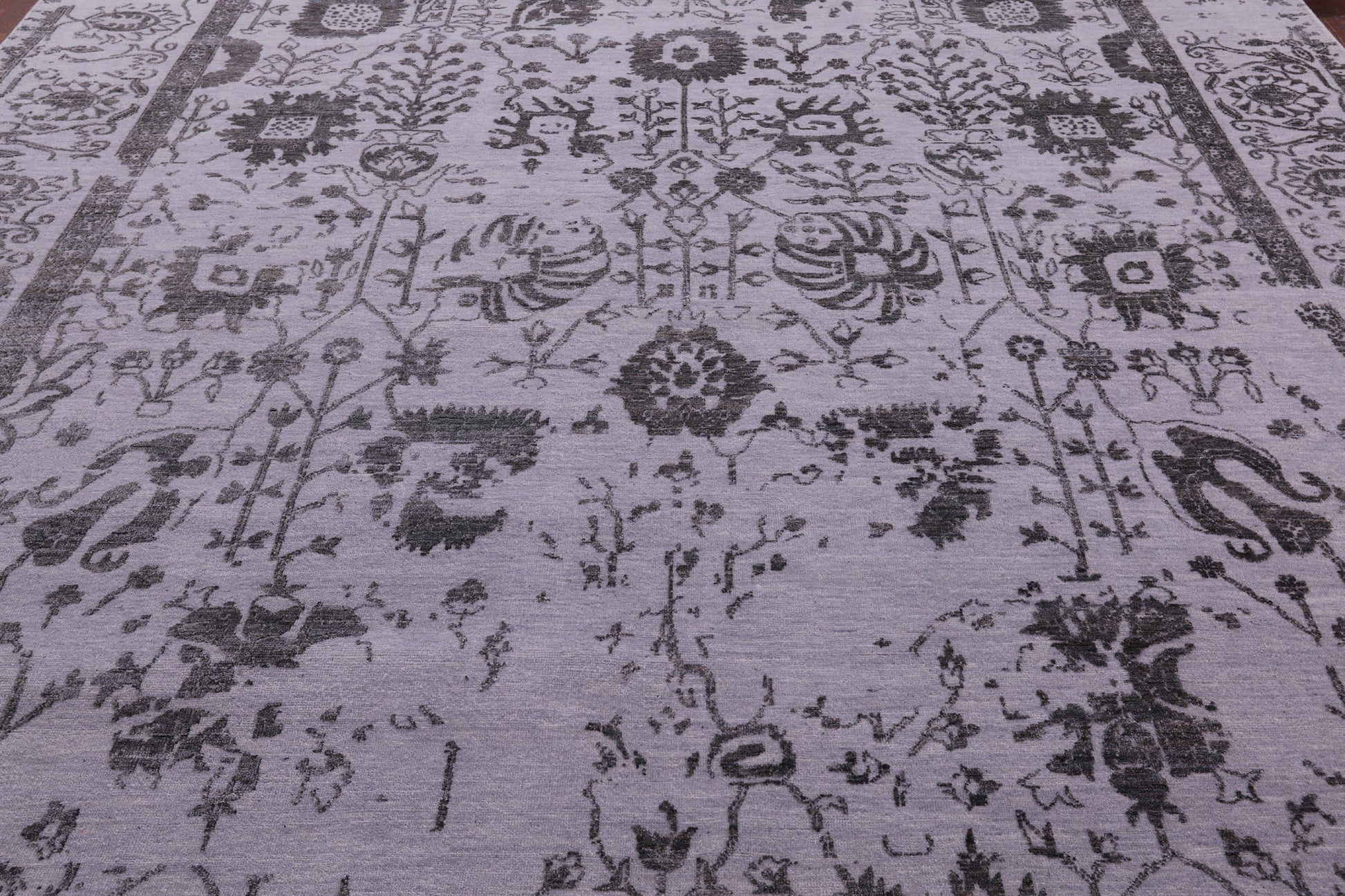 Grey Persian Tabriz Hand Knotted Wool & Silk Rug - 9' 0" X 11' 10" - Golden Nile
