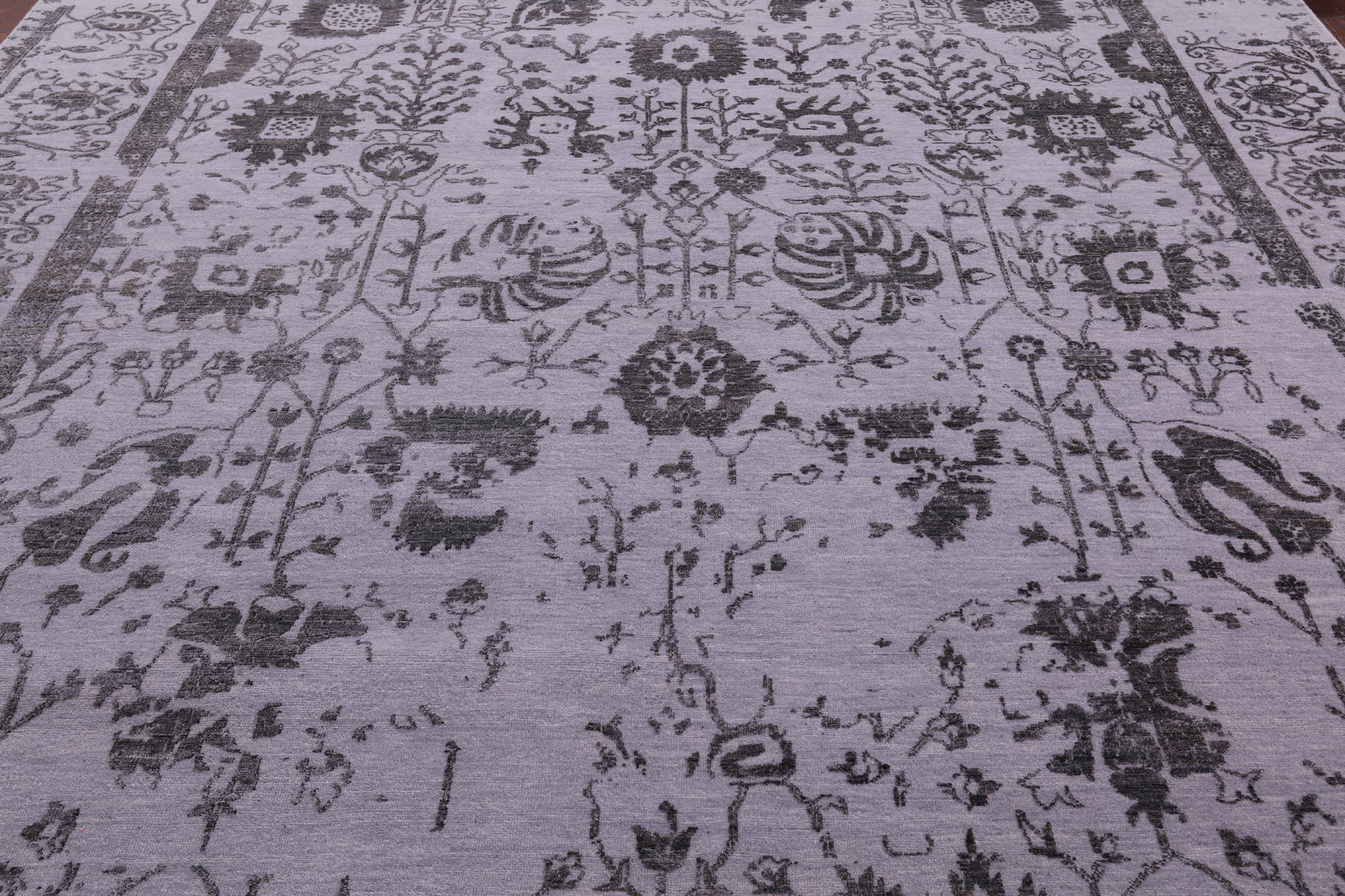 Grey Persian Tabriz Hand Knotted Wool & Silk Rug - 9' 0" X 11' 10" - Golden Nile