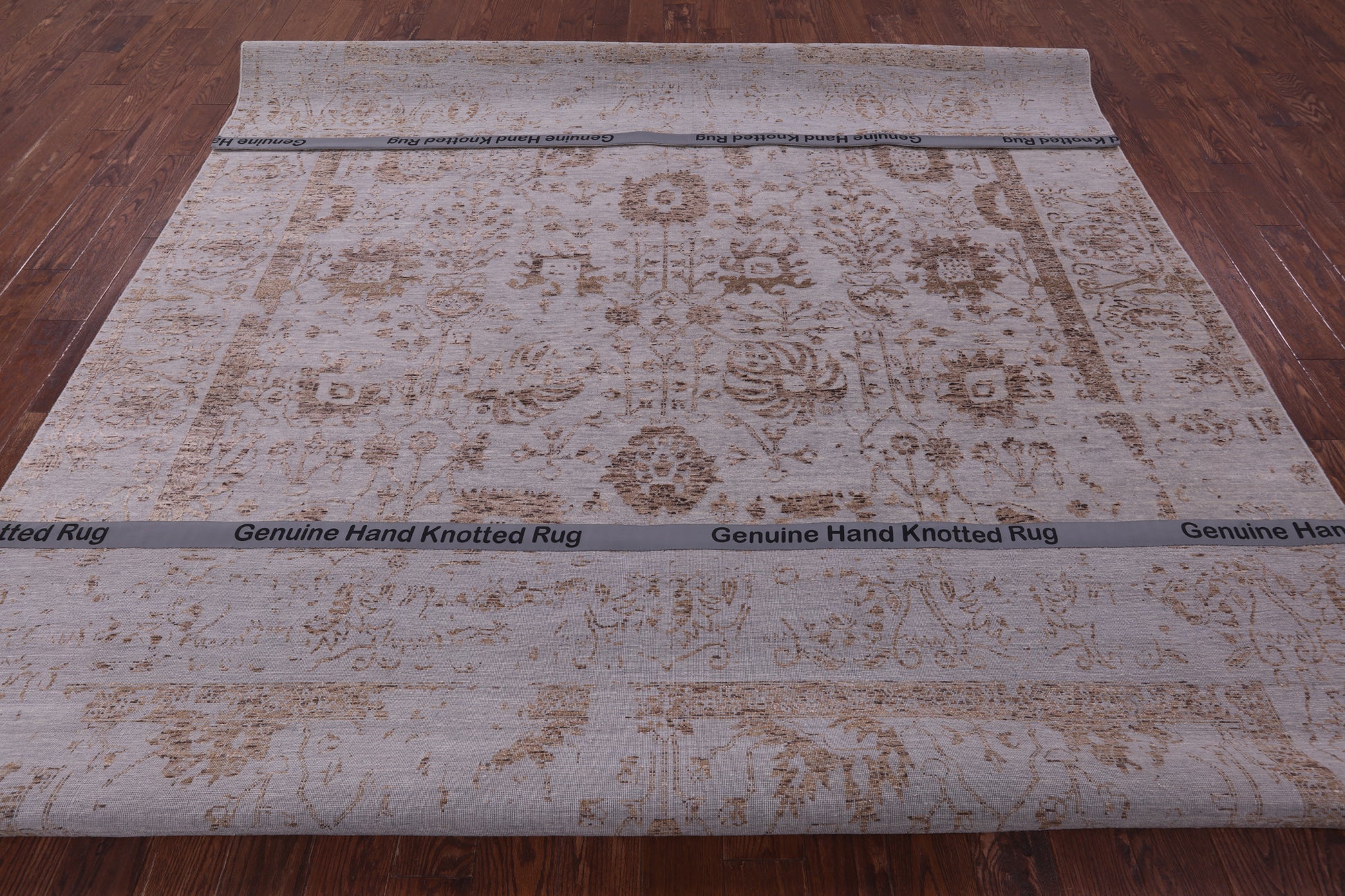 Grey Persian Tabriz Hand Knotted Wool & Silk Rug - 9' 2" X 11' 9" - Golden Nile