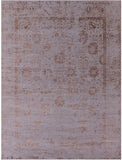 Grey Persian Tabriz Hand Knotted Wool & Silk Rug - 9' 2" X 11' 9" - Golden Nile