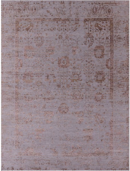 Grey Persian Tabriz Hand Knotted Wool & Silk Rug - 9' 2" X 11' 9" - Golden Nile