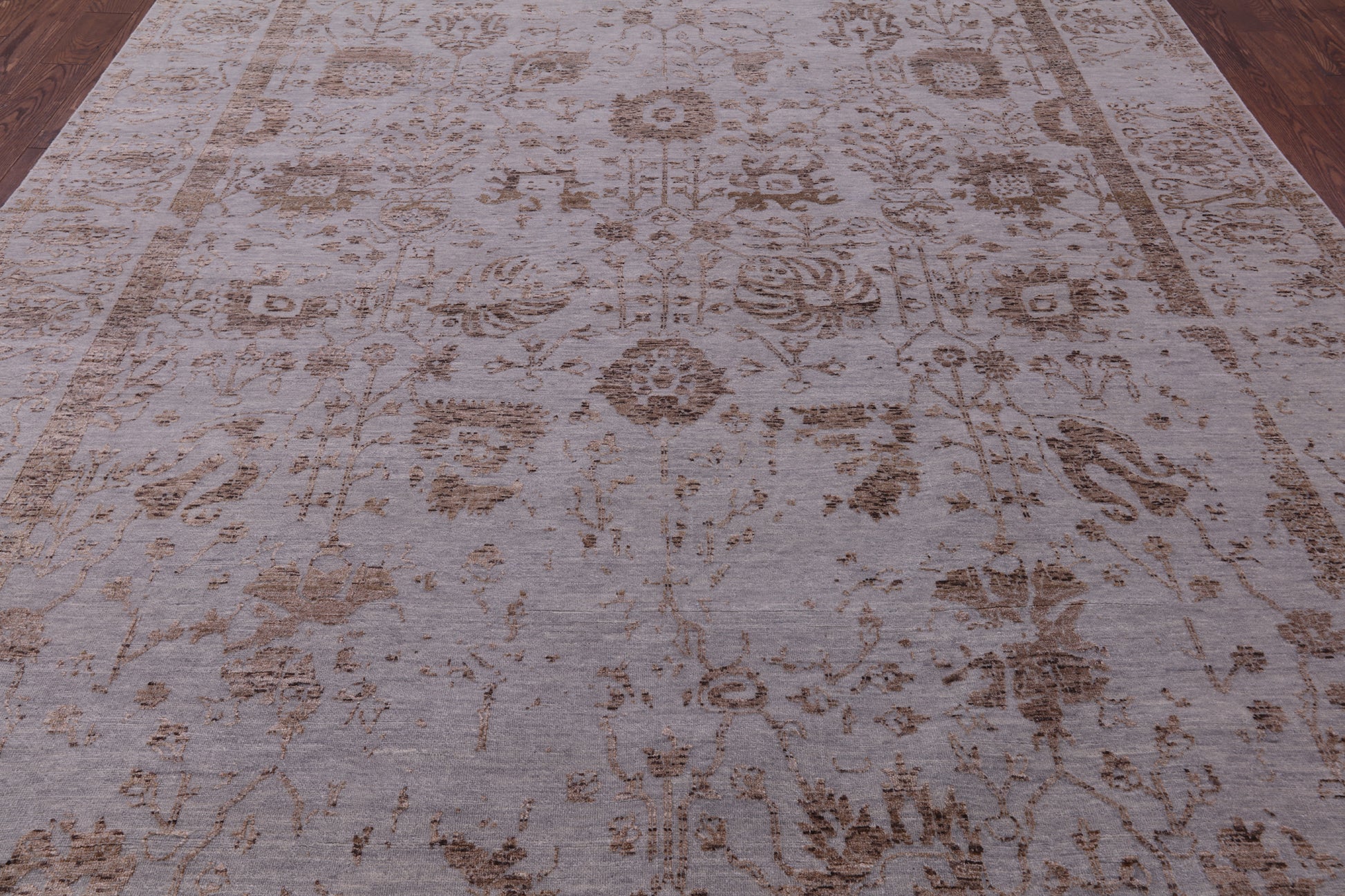 Grey Persian Tabriz Hand Knotted Wool & Silk Rug - 9' 2" X 11' 9" - Golden Nile