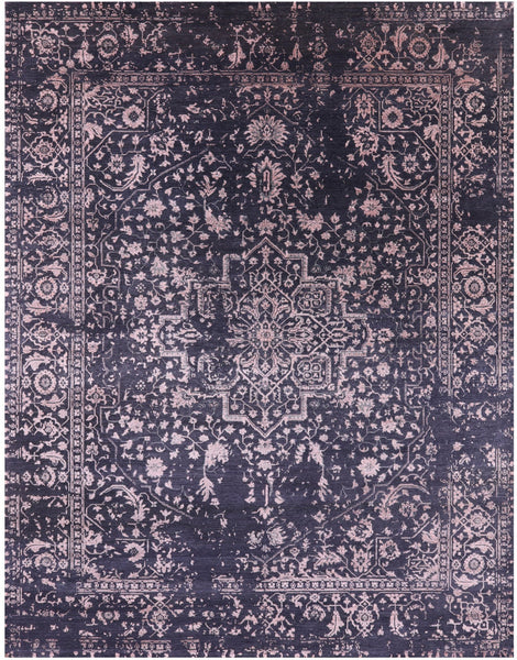 Grey Persian Fine Serapi Handmade Wool & Silk Rug - 9' 0" X 12' 0" - Golden Nile