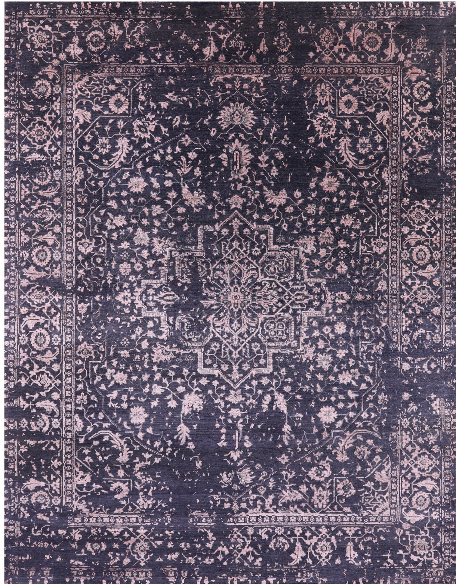 Grey Persian Fine Serapi Handmade Wool & Silk Rug - 9' 0" X 12' 0" - Golden Nile