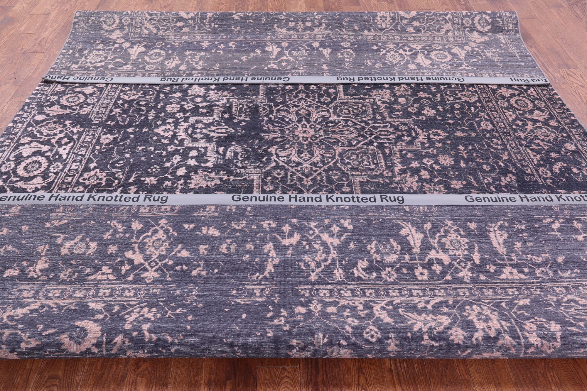 Grey Persian Fine Serapi Handmade Wool & Silk Rug - 9' 0" X 12' 0" - Golden Nile