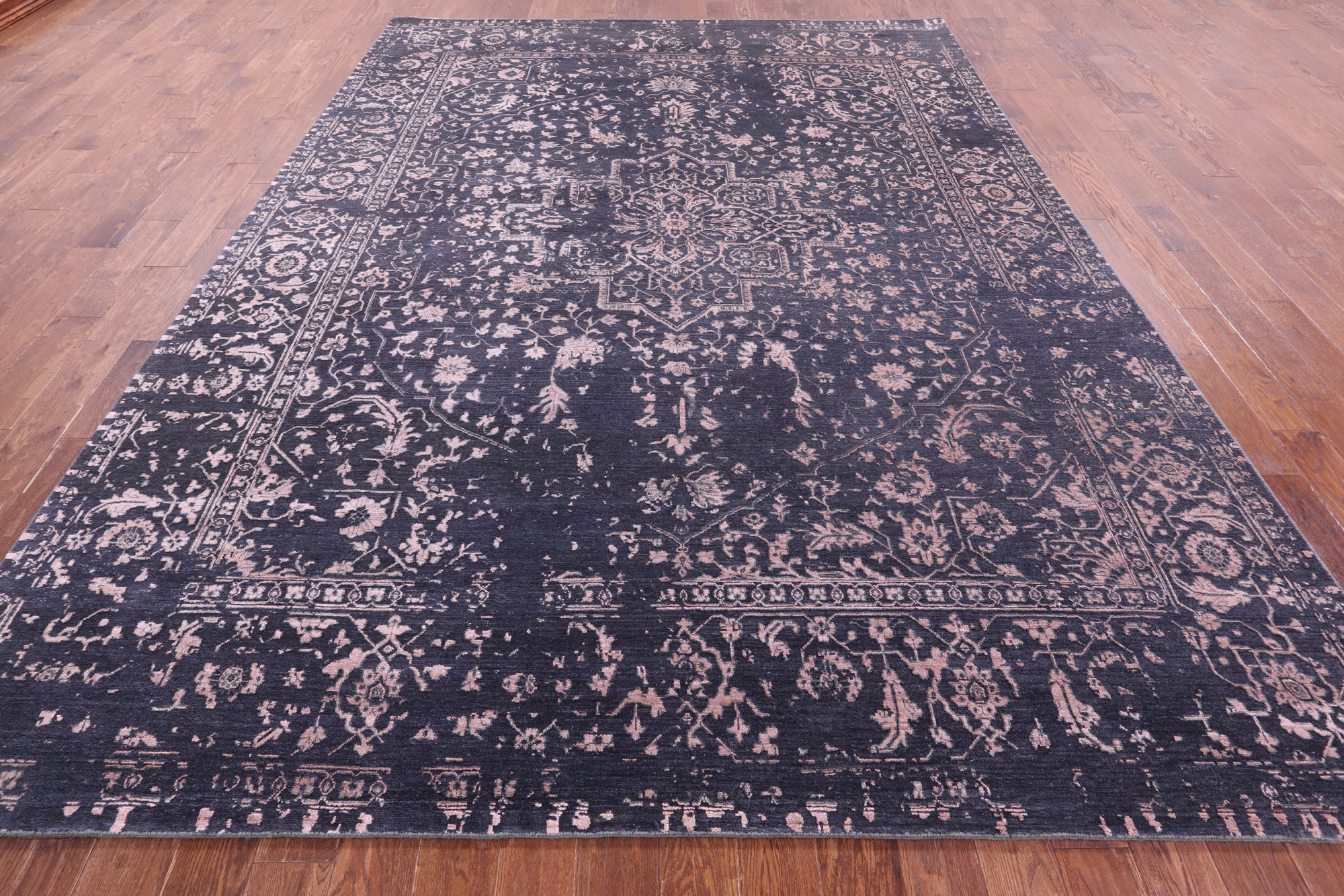 Grey Persian Fine Serapi Handmade Wool & Silk Rug - 9' 0" X 12' 0" - Golden Nile