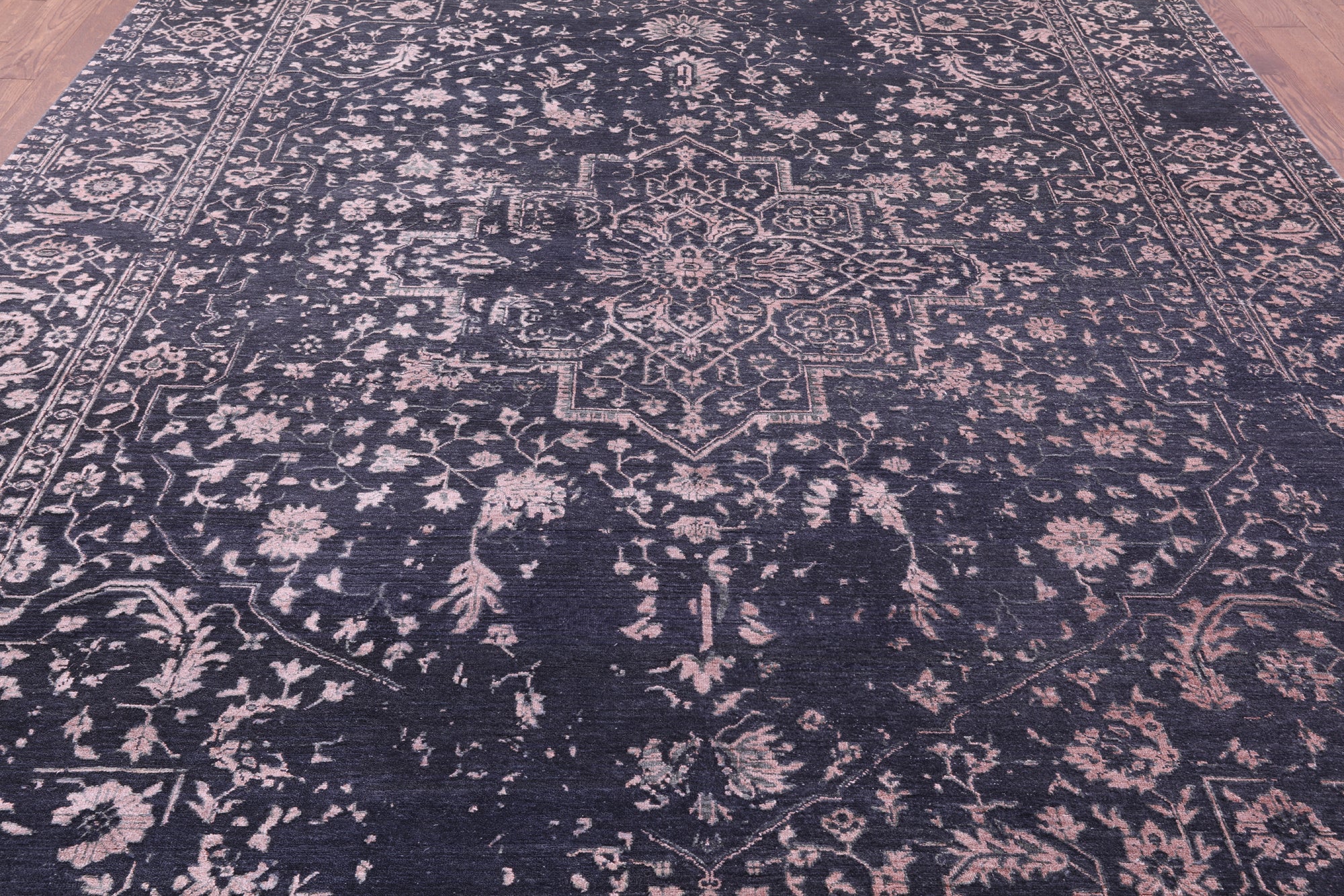 Grey Persian Fine Serapi Handmade Wool & Silk Rug - 9' 0" X 12' 0" - Golden Nile