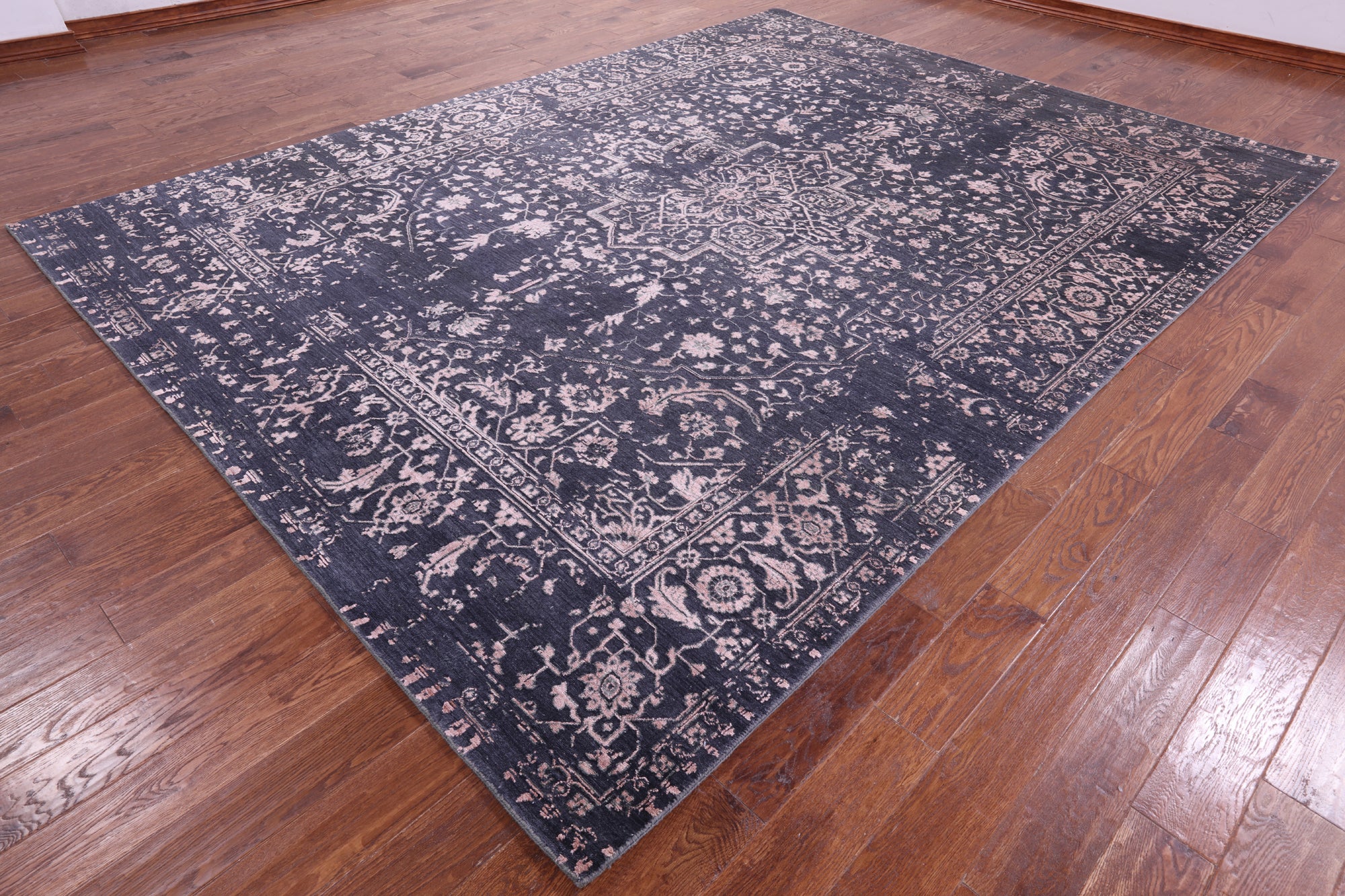 Grey Persian Fine Serapi Handmade Wool & Silk Rug - 9' 0" X 12' 0" - Golden Nile