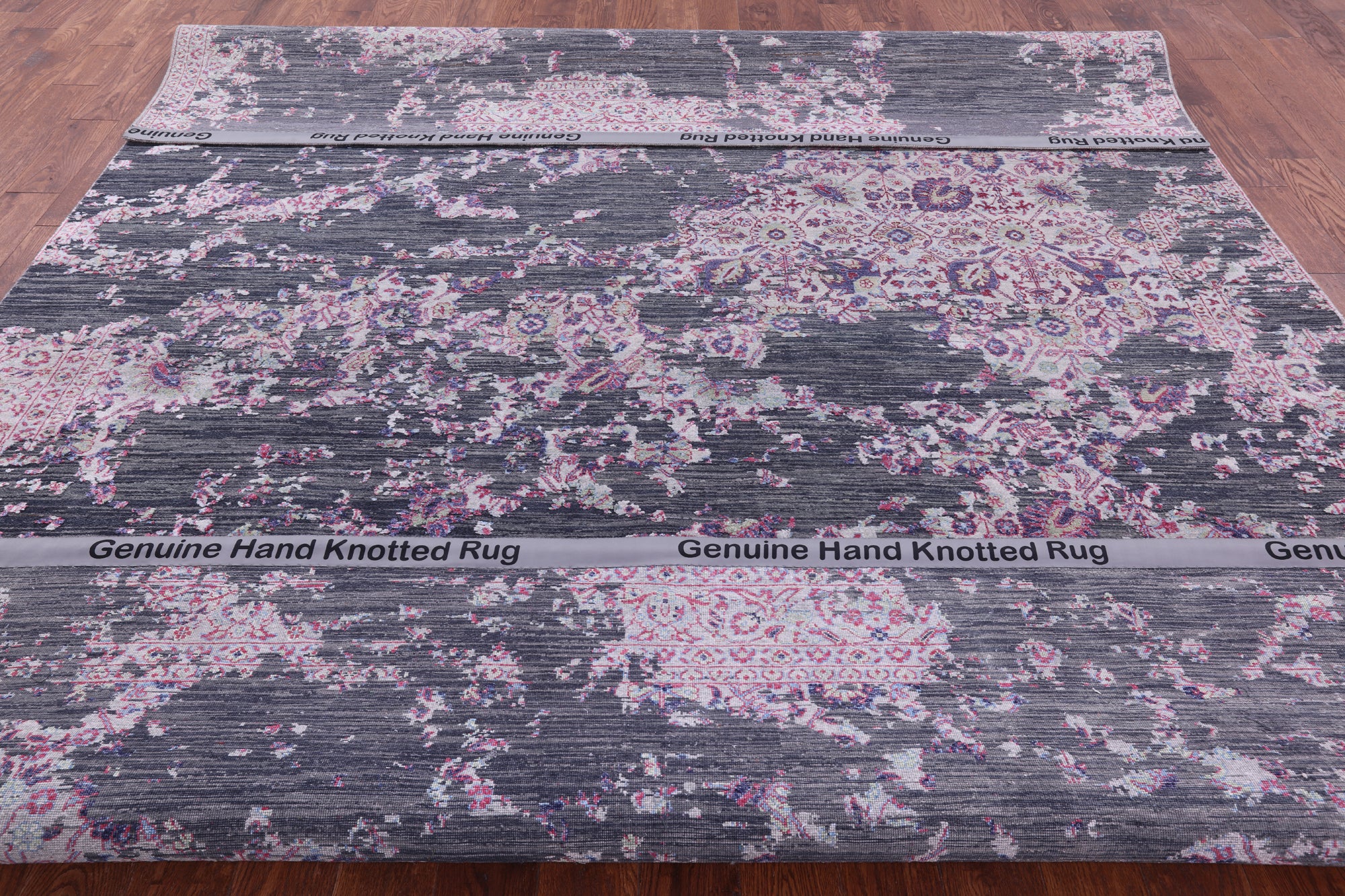 Contemporary Hand Knotted Wool & Silk Rug - 9' 0" X 11' 9" - Golden Nile