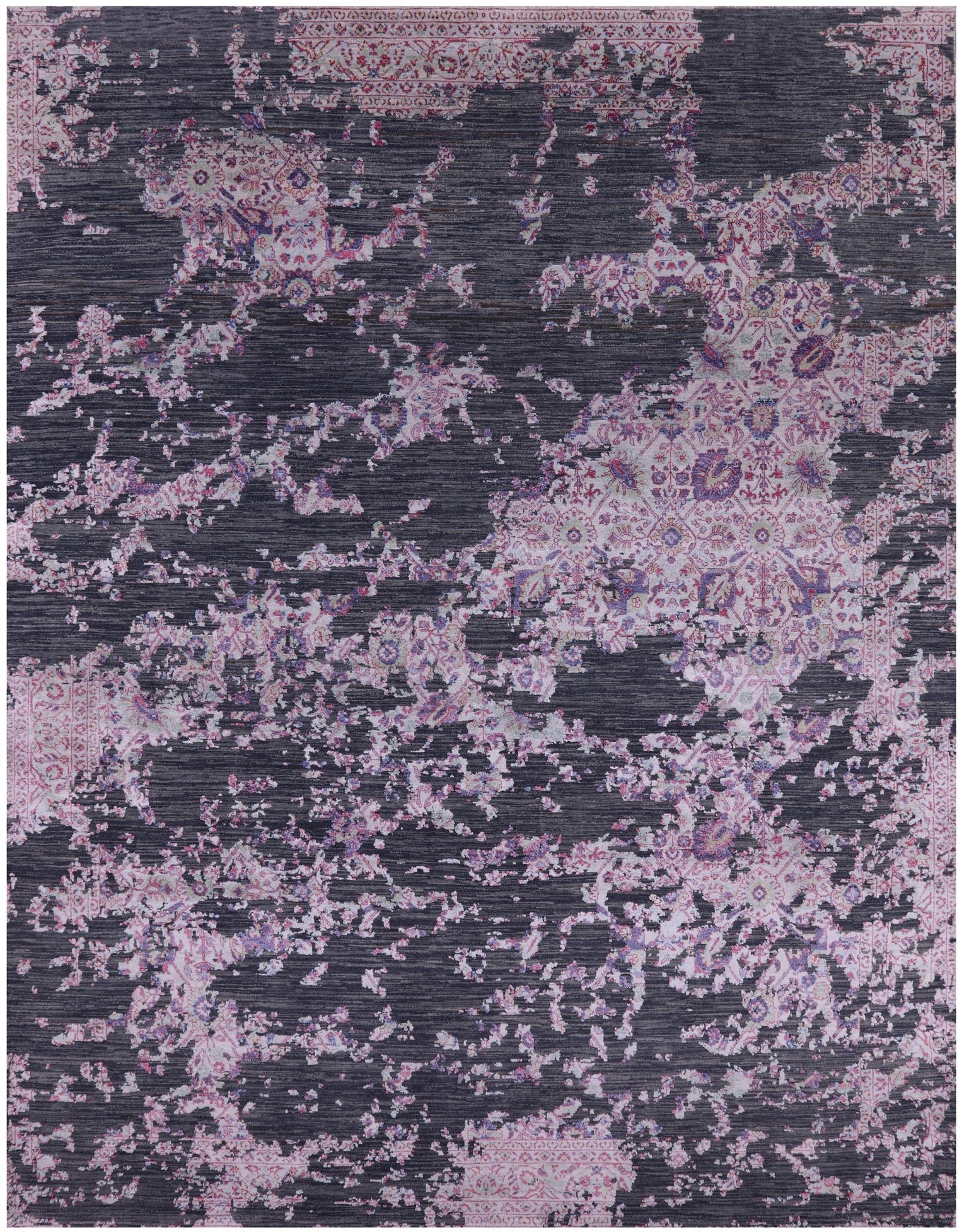 Contemporary Hand Knotted Wool & Silk Rug - 9' 0" X 11' 9" - Golden Nile