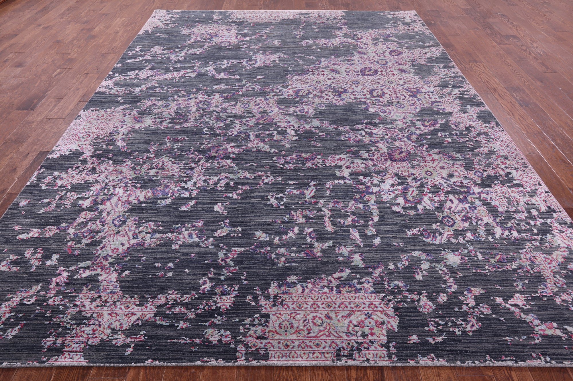 Contemporary Hand Knotted Wool & Silk Rug - 9' 0" X 11' 9" - Golden Nile