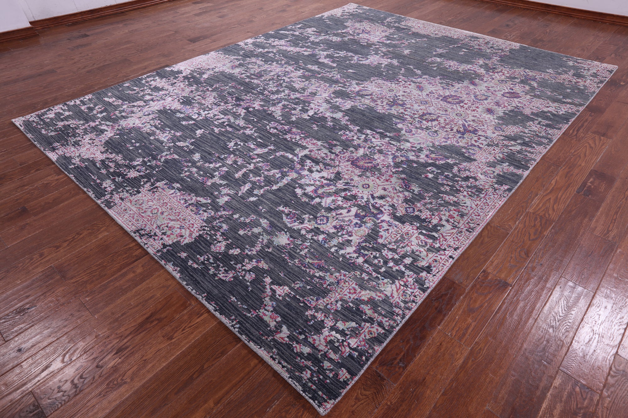 Contemporary Hand Knotted Wool & Silk Rug - 9' 0" X 11' 9" - Golden Nile