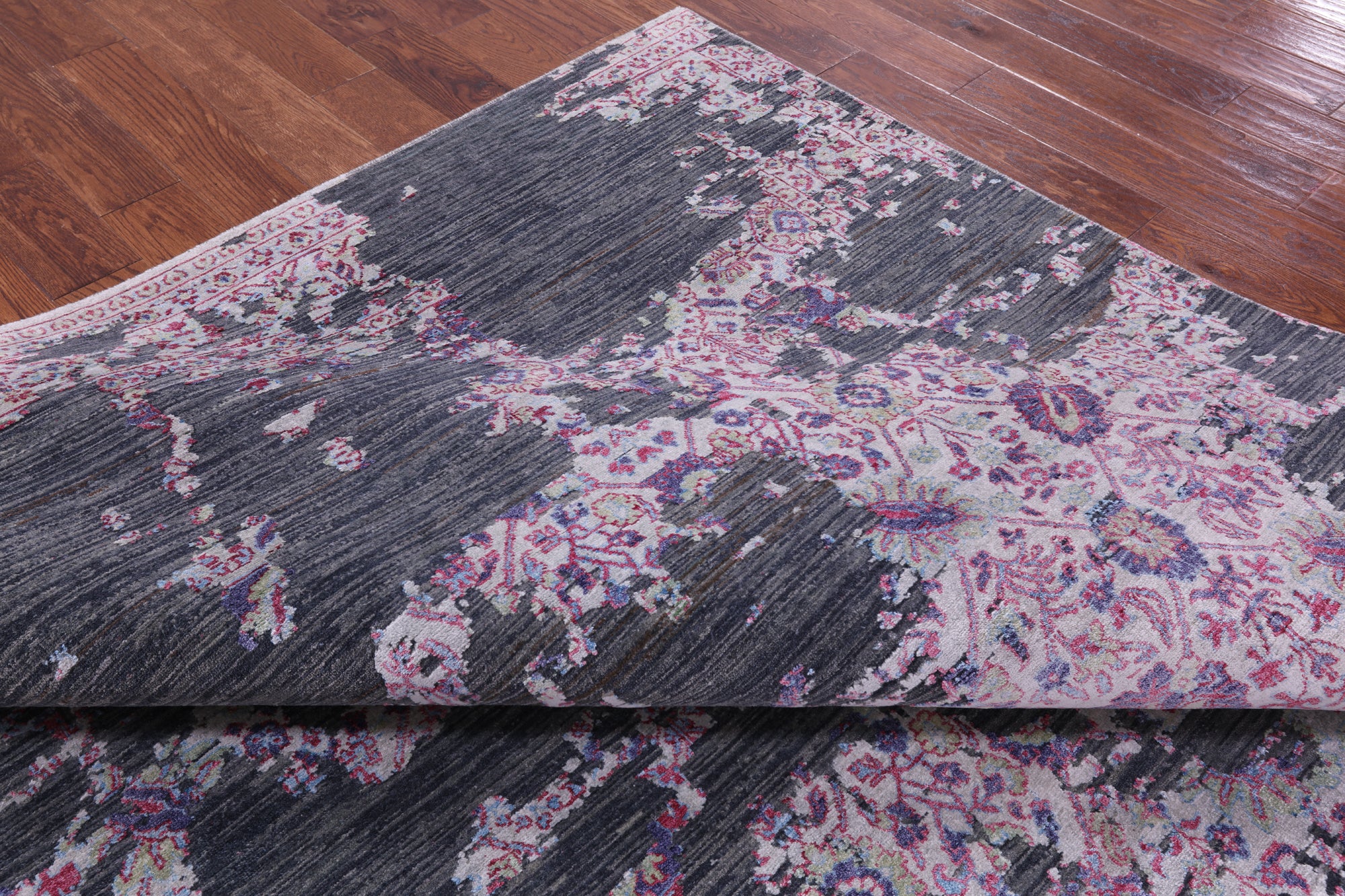 Contemporary Hand Knotted Wool & Silk Rug - 9' 0" X 11' 9" - Golden Nile