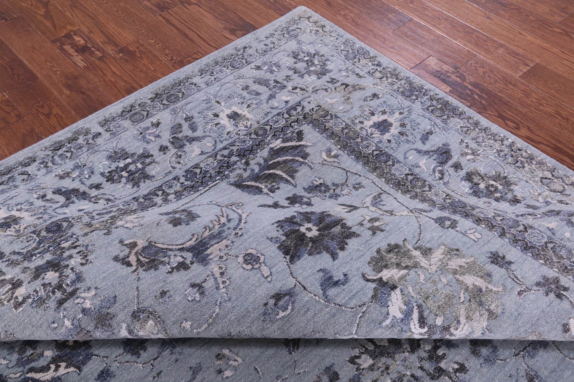 Grey Persian Tabriz Handmade Wool & Silk Rug - 9' 0" X 11' 10" - Golden Nile