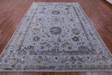 Grey Persian Tabriz Handmade Wool & Silk Rug - 9' 0" X 11' 10" - Golden Nile