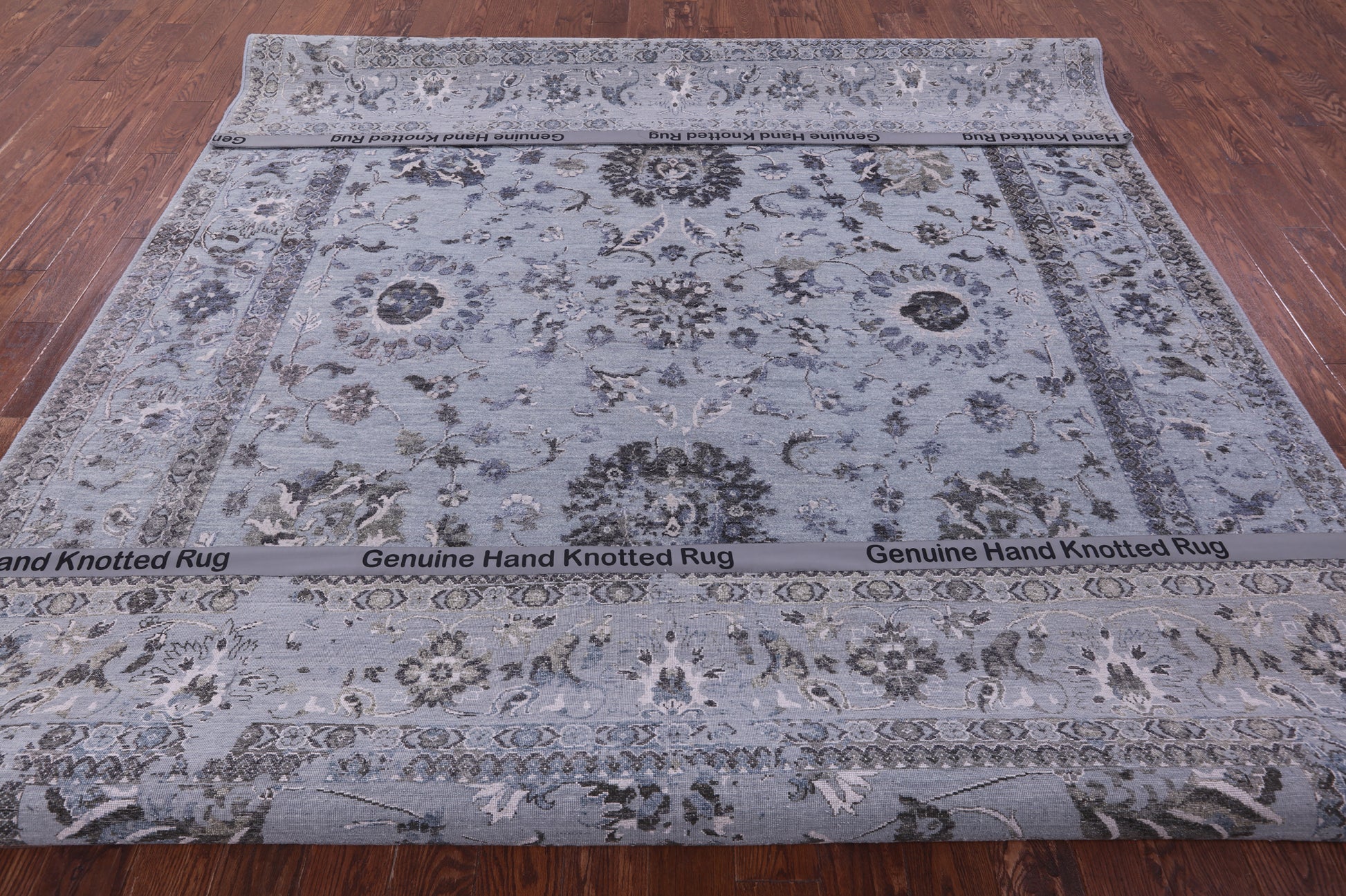 Grey Persian Tabriz Handmade Wool & Silk Rug - 9' 0" X 11' 10" - Golden Nile