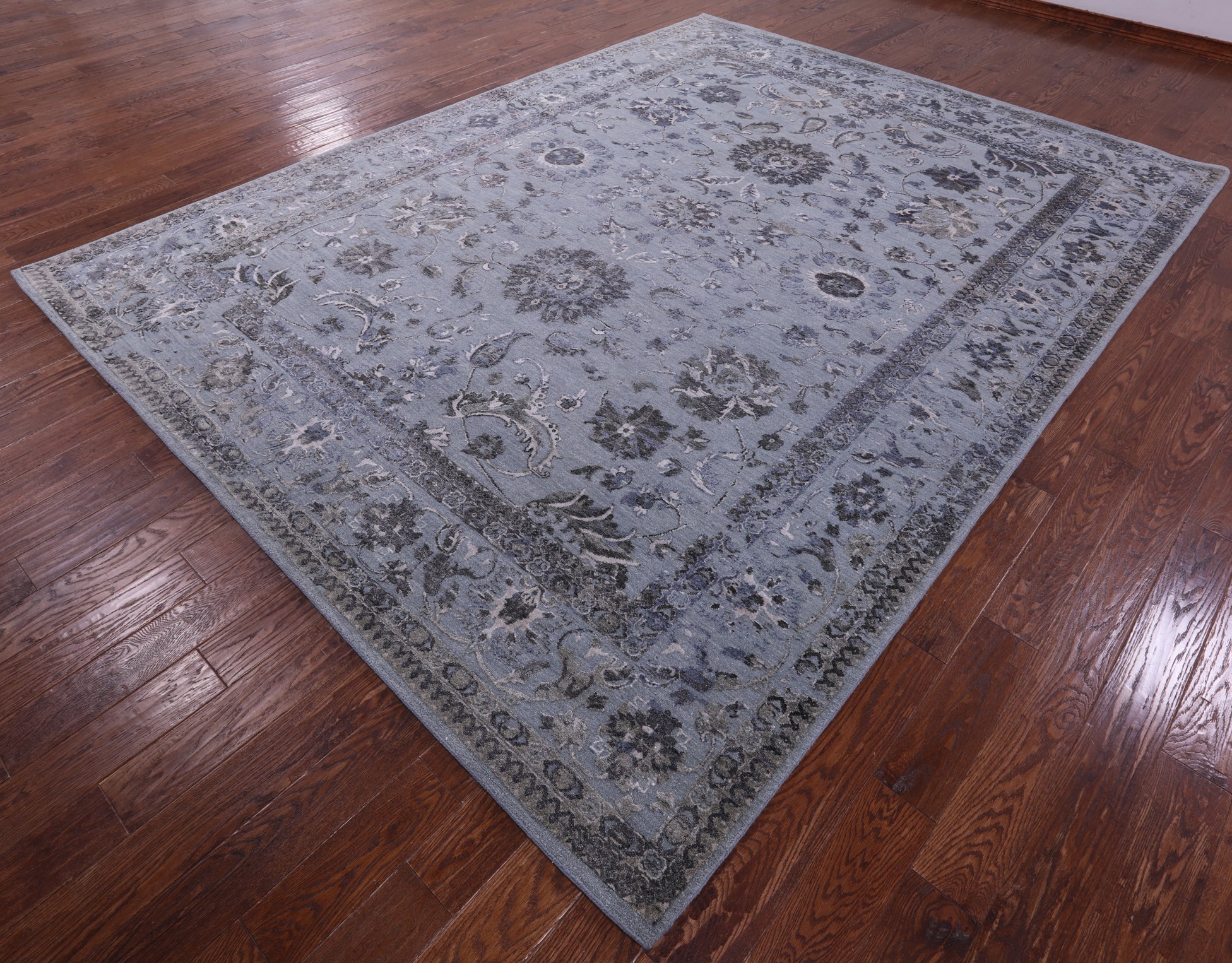 Grey Persian Tabriz Handmade Wool & Silk Rug - 9' 0" X 11' 10" - Golden Nile