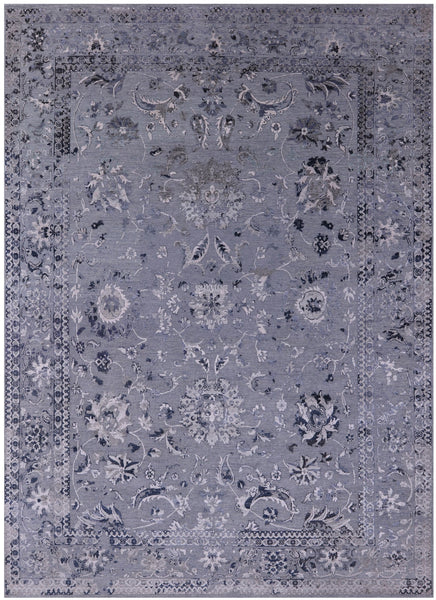 Grey Persian Handmade Wool & Silk Rug - 8' 9" X 12' 1" - Golden Nile