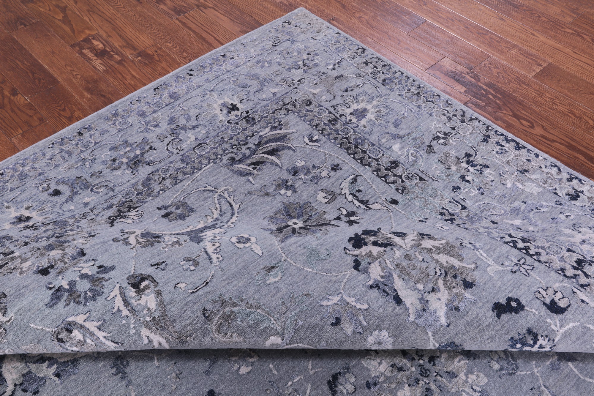 Grey Persian Handmade Wool & Silk Rug - 8' 9" X 12' 1" - Golden Nile