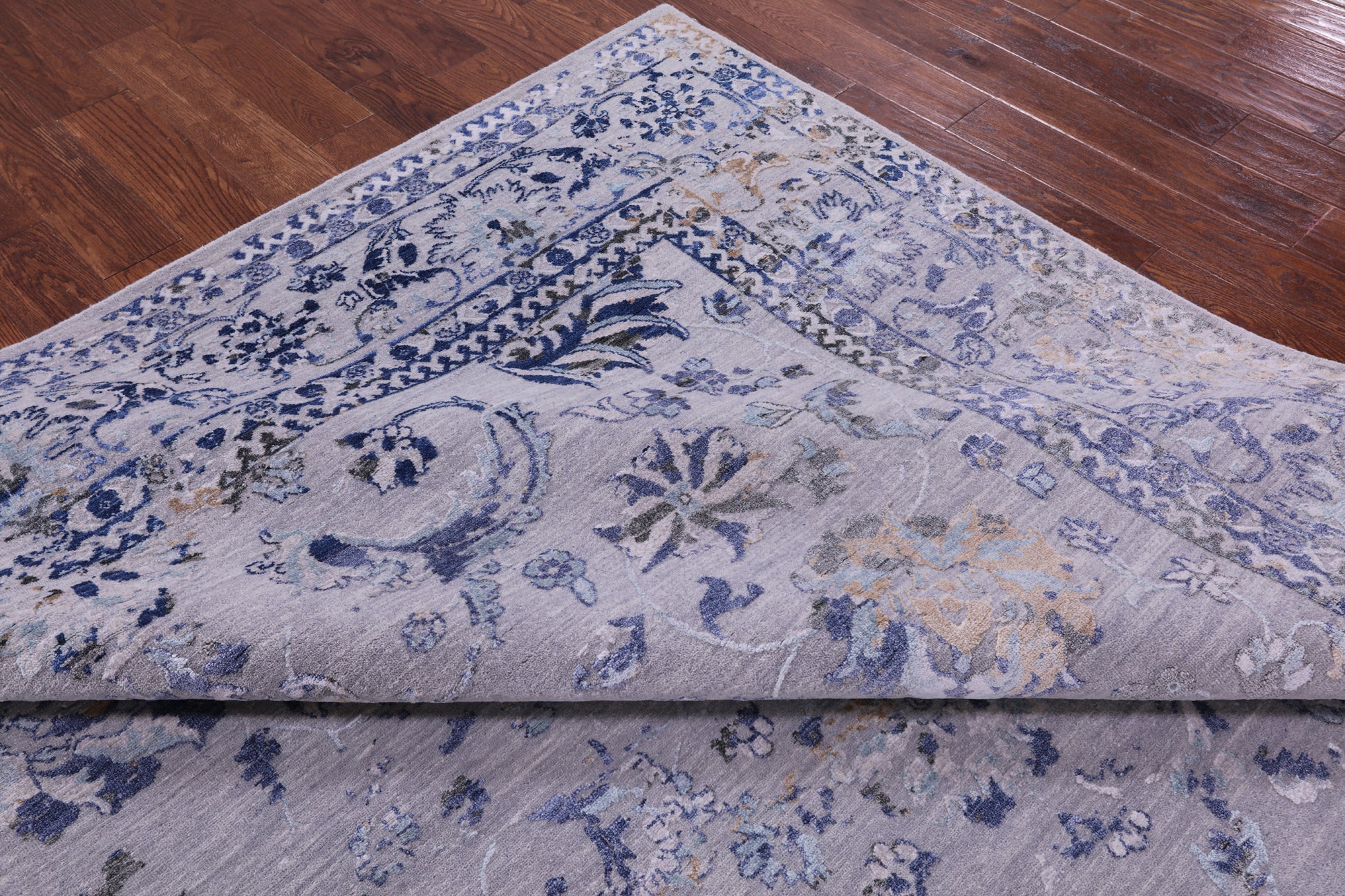 Grey Persian Tabriz Hand Knotted Wool & Silk Rug - 8' 11" X 11' 9" - Golden Nile