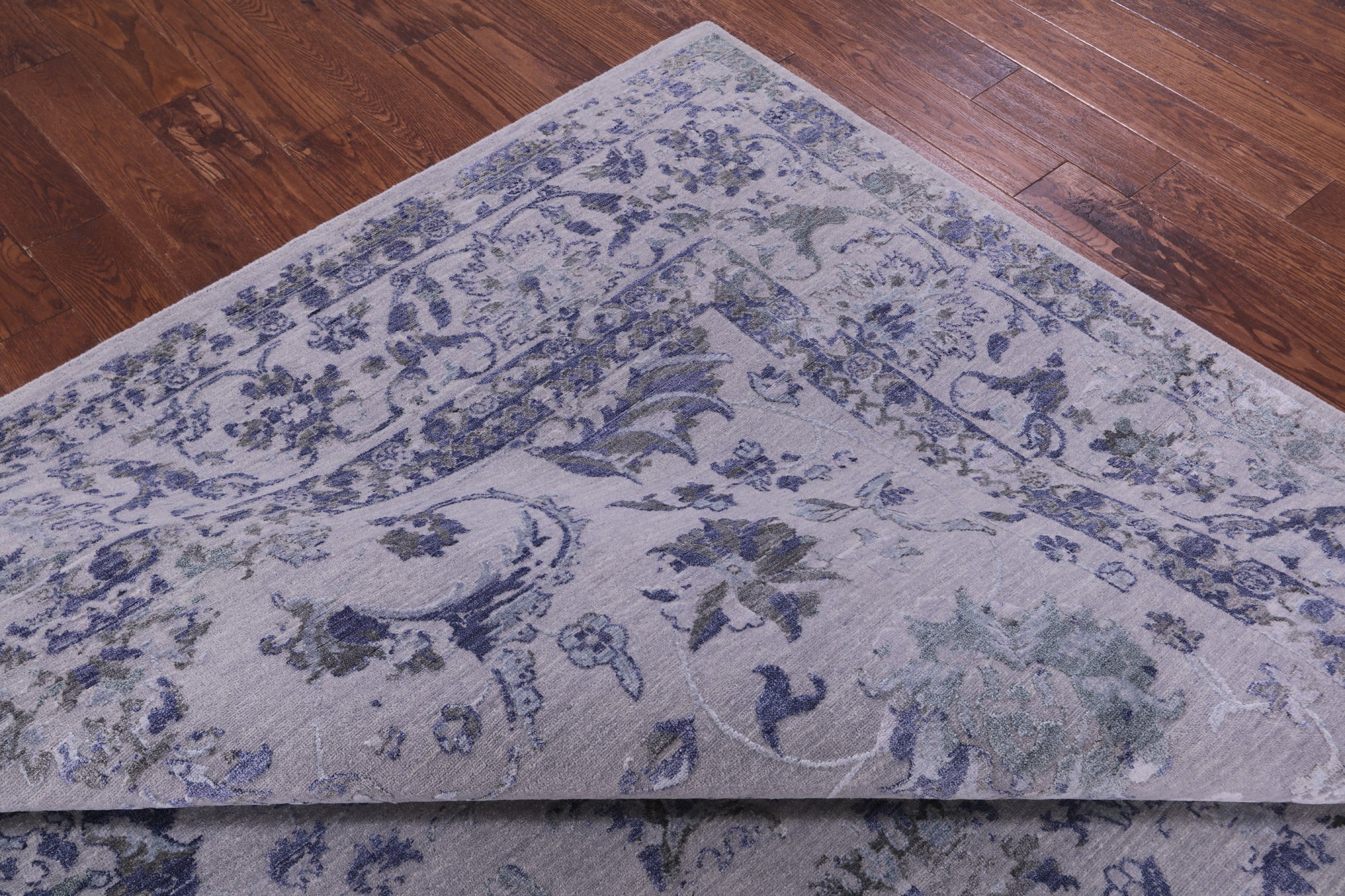 Grey Persian Tabriz Hand Knotted Wool & Silk Rug - 8' 10" X 11' 10" - Golden Nile