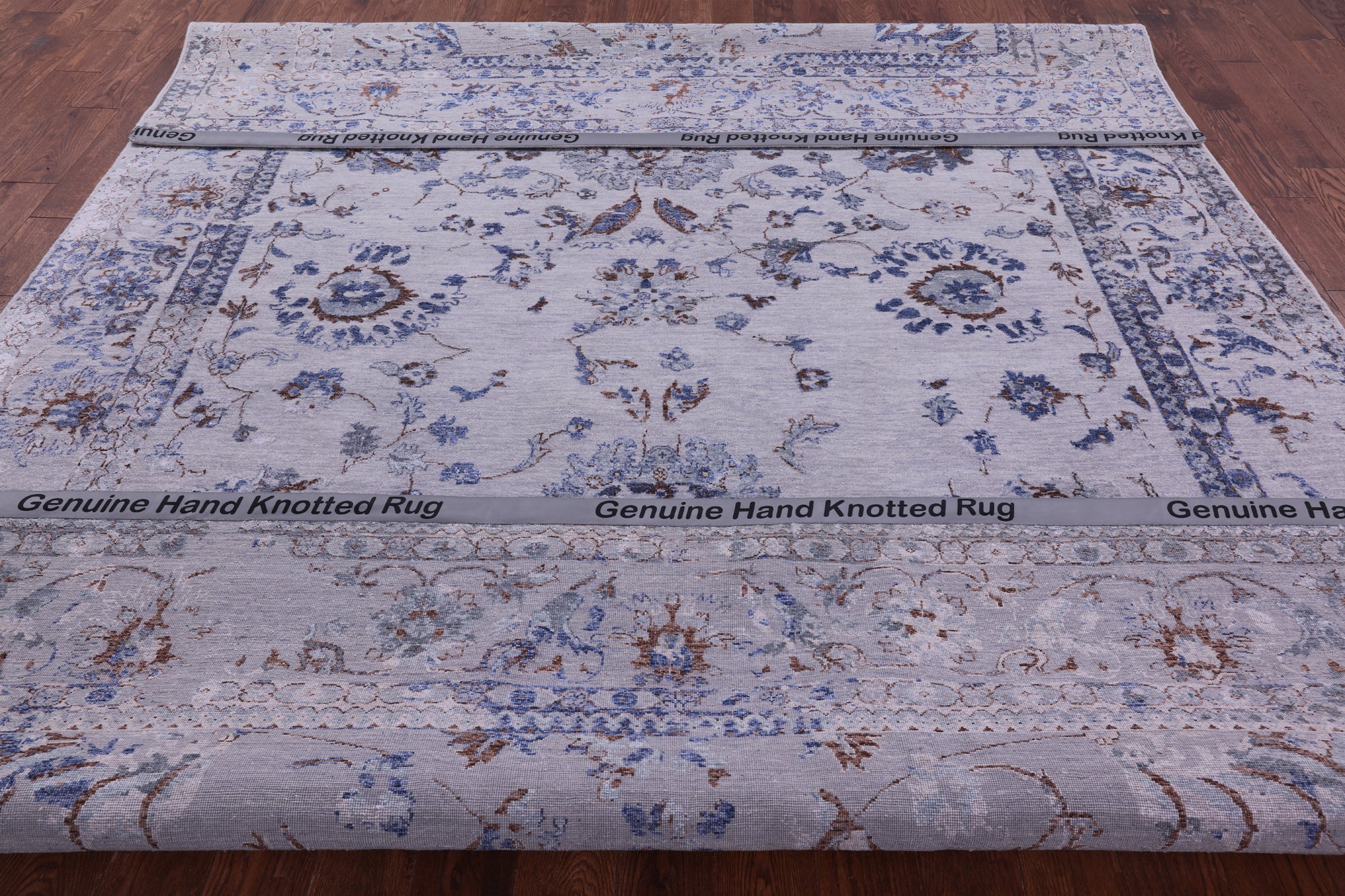 Grey Persian Tabriz Hand Knotted Wool & Silk Rug - 8' 8" X 11' 10" - Golden Nile