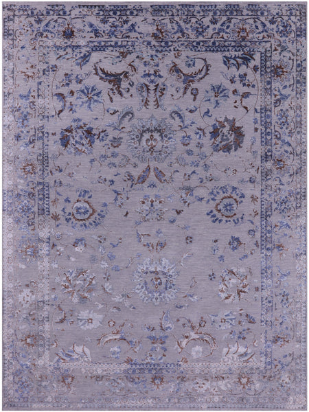 Grey Persian Tabriz Hand Knotted Wool & Silk Rug - 8' 8" X 11' 10" - Golden Nile