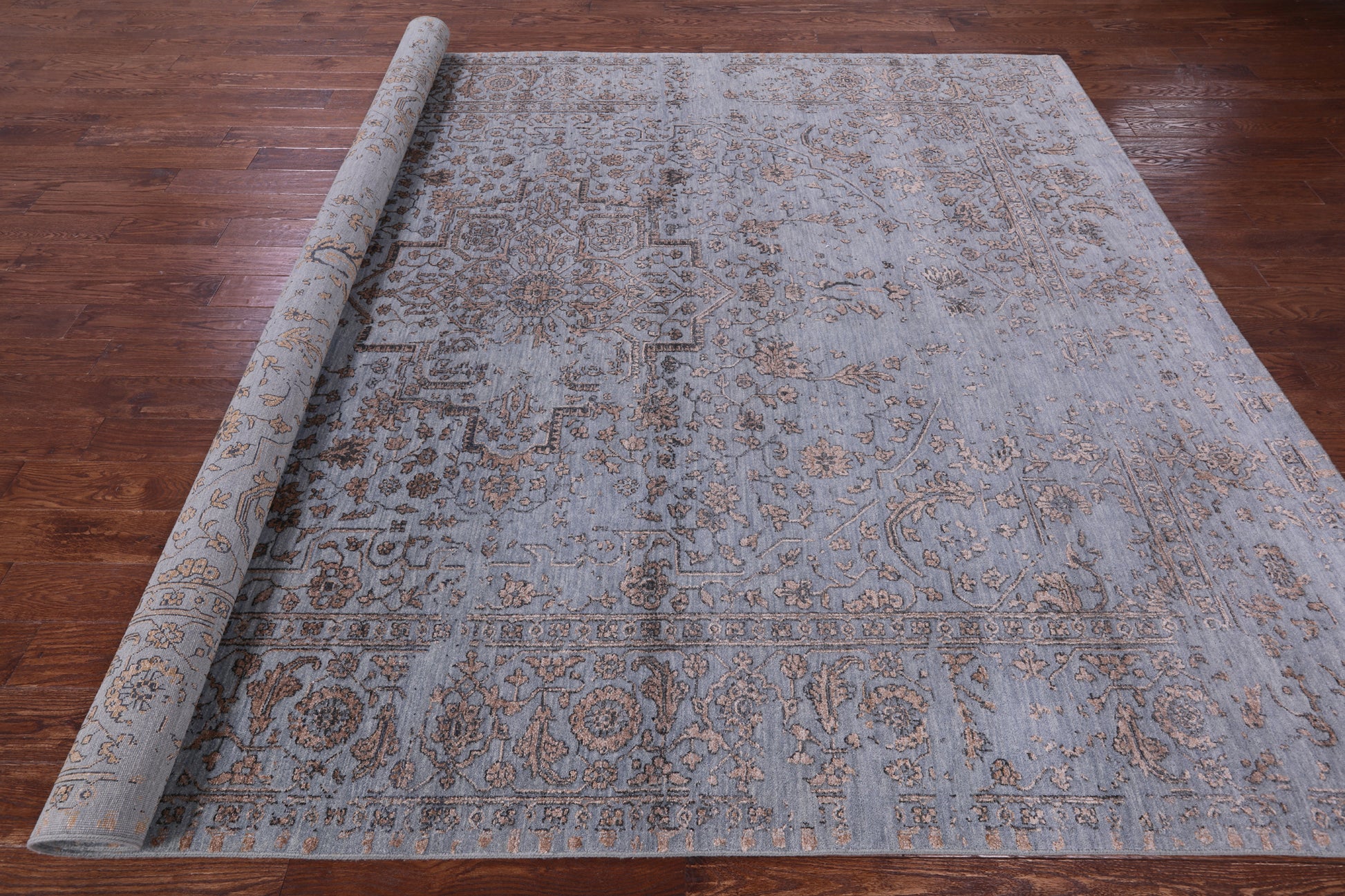 Persian Fine Serapi Hand Knotted Wool & Silk Rug - 8' 11" X 11' 10" - Golden Nile