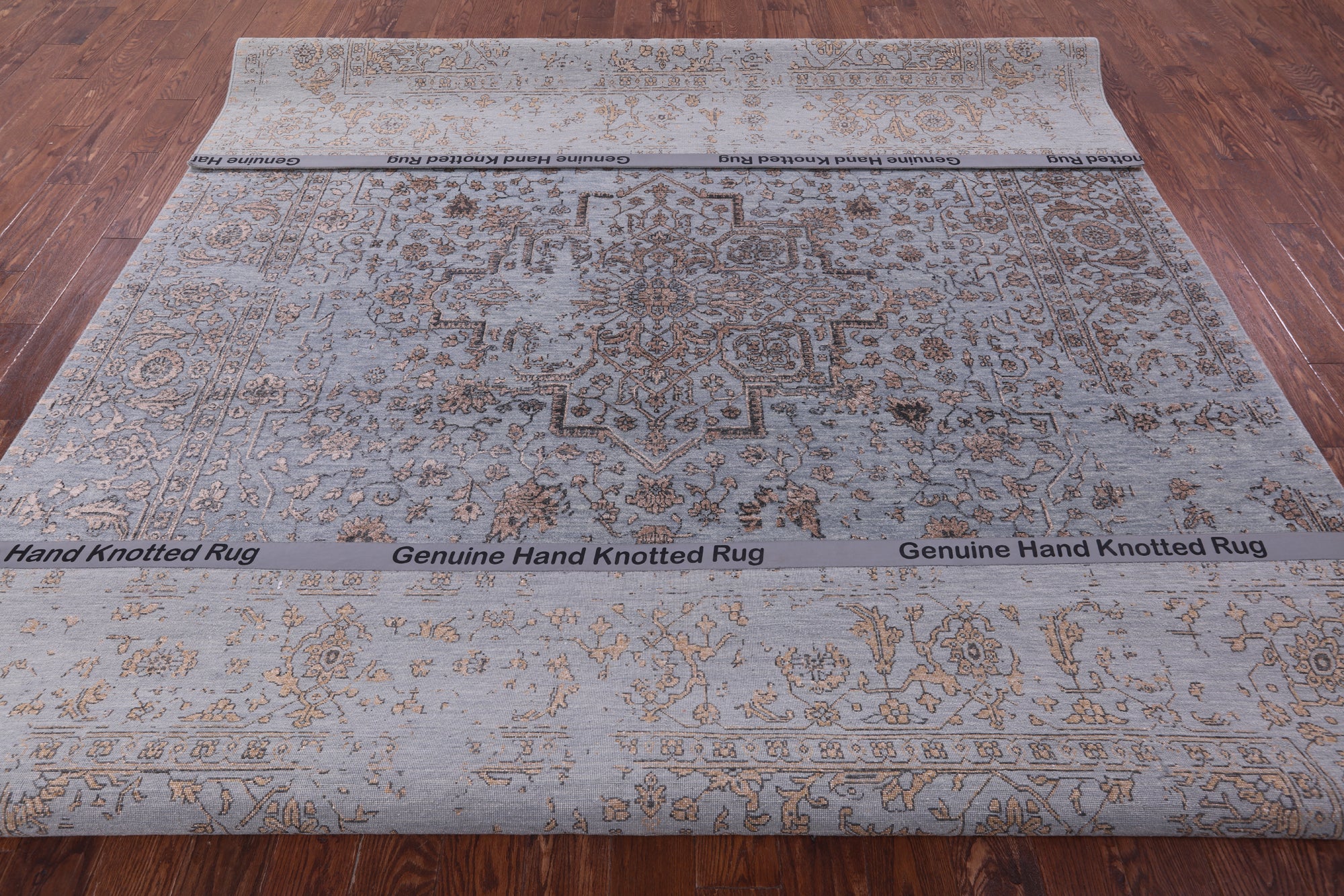 Persian Fine Serapi Hand Knotted Wool & Silk Rug - 8' 11" X 11' 10" - Golden Nile