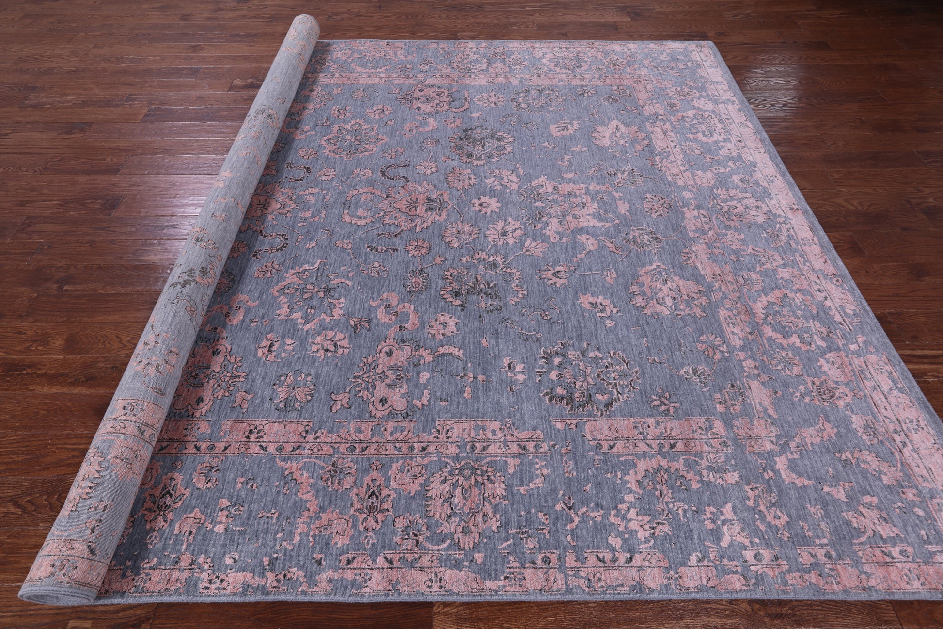 Grey Persian Tabriz Hand Knotted Wool & Silk Rug - 9' 0" X 11' 10" - Golden Nile