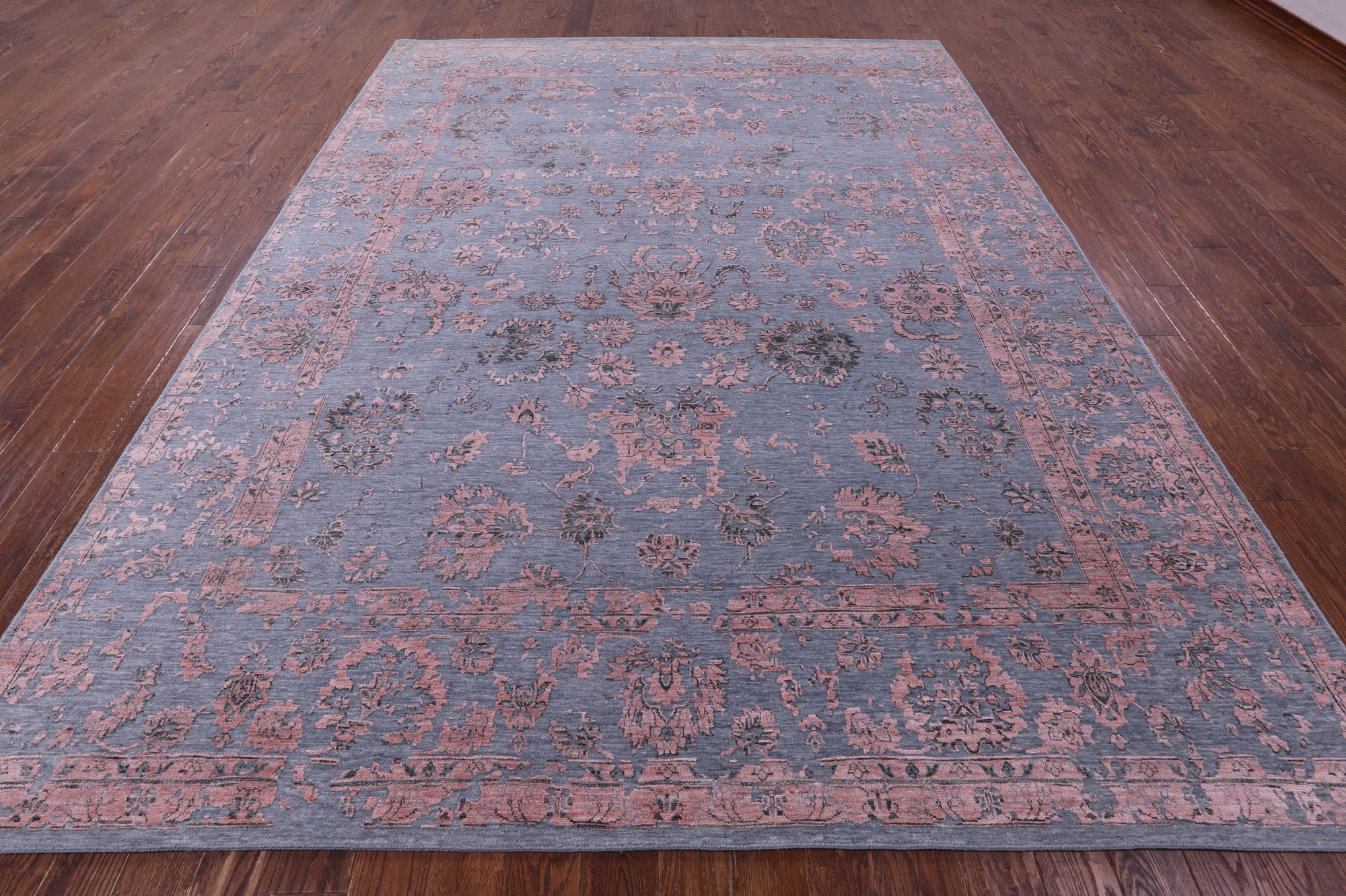 Grey Persian Tabriz Hand Knotted Wool & Silk Rug - 9' 0" X 11' 10" - Golden Nile