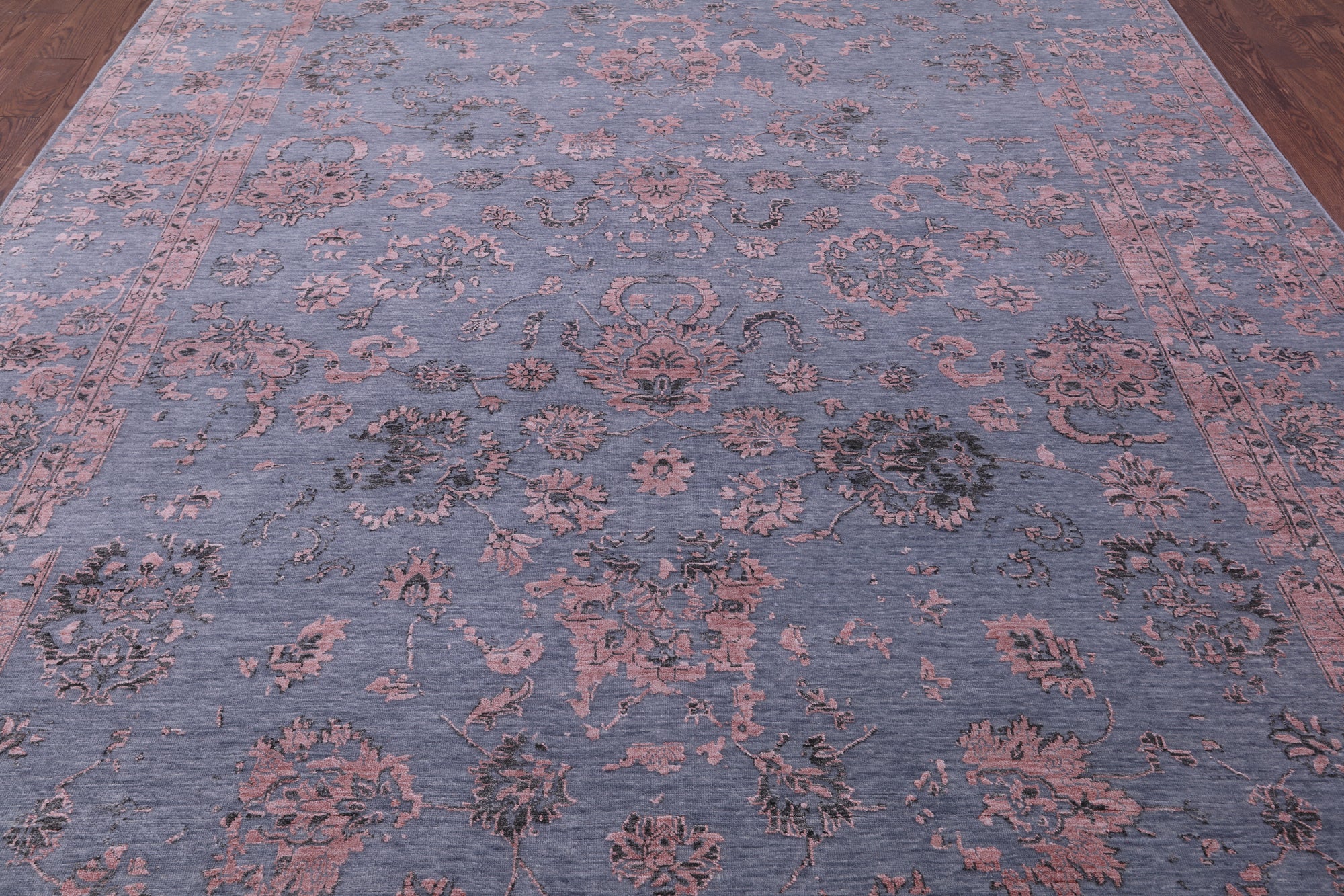 Grey Persian Tabriz Hand Knotted Wool & Silk Rug - 9' 0" X 11' 10" - Golden Nile