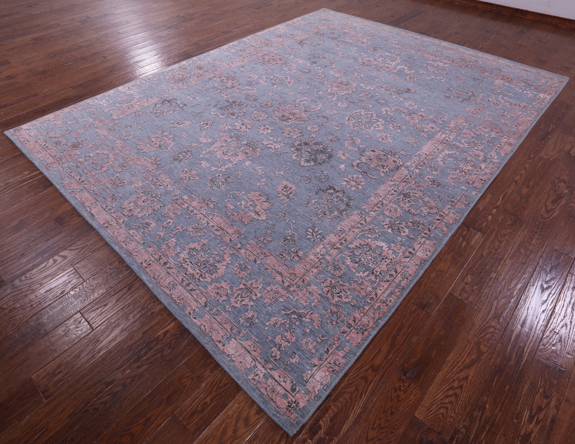 Grey Persian Tabriz Hand Knotted Wool & Silk Rug - 9' 0" X 11' 10" - Golden Nile