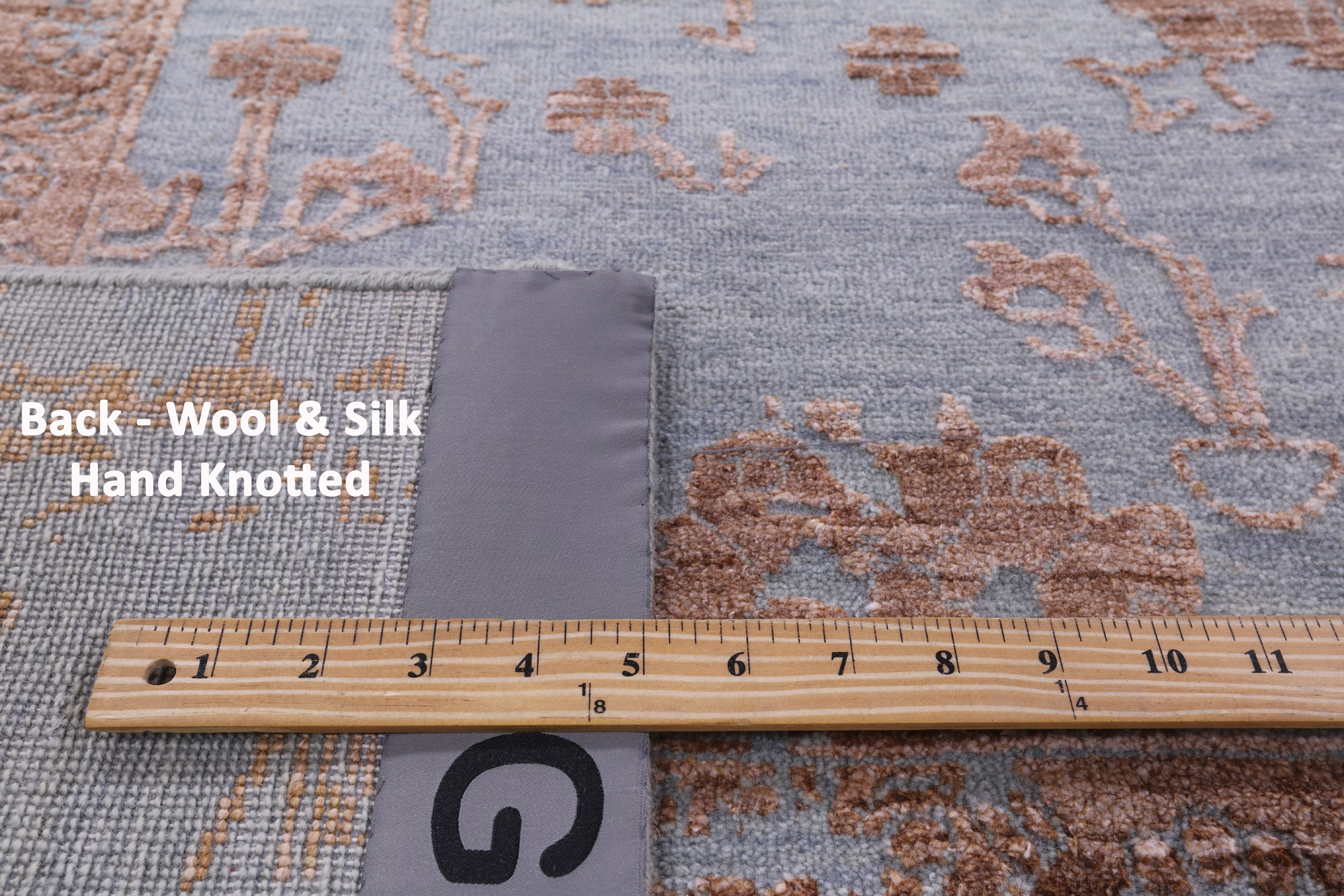 Grey Persian Tabriz Hand Knotted Wool & Silk Rug - 9' 0" X 12' 2" - Golden Nile