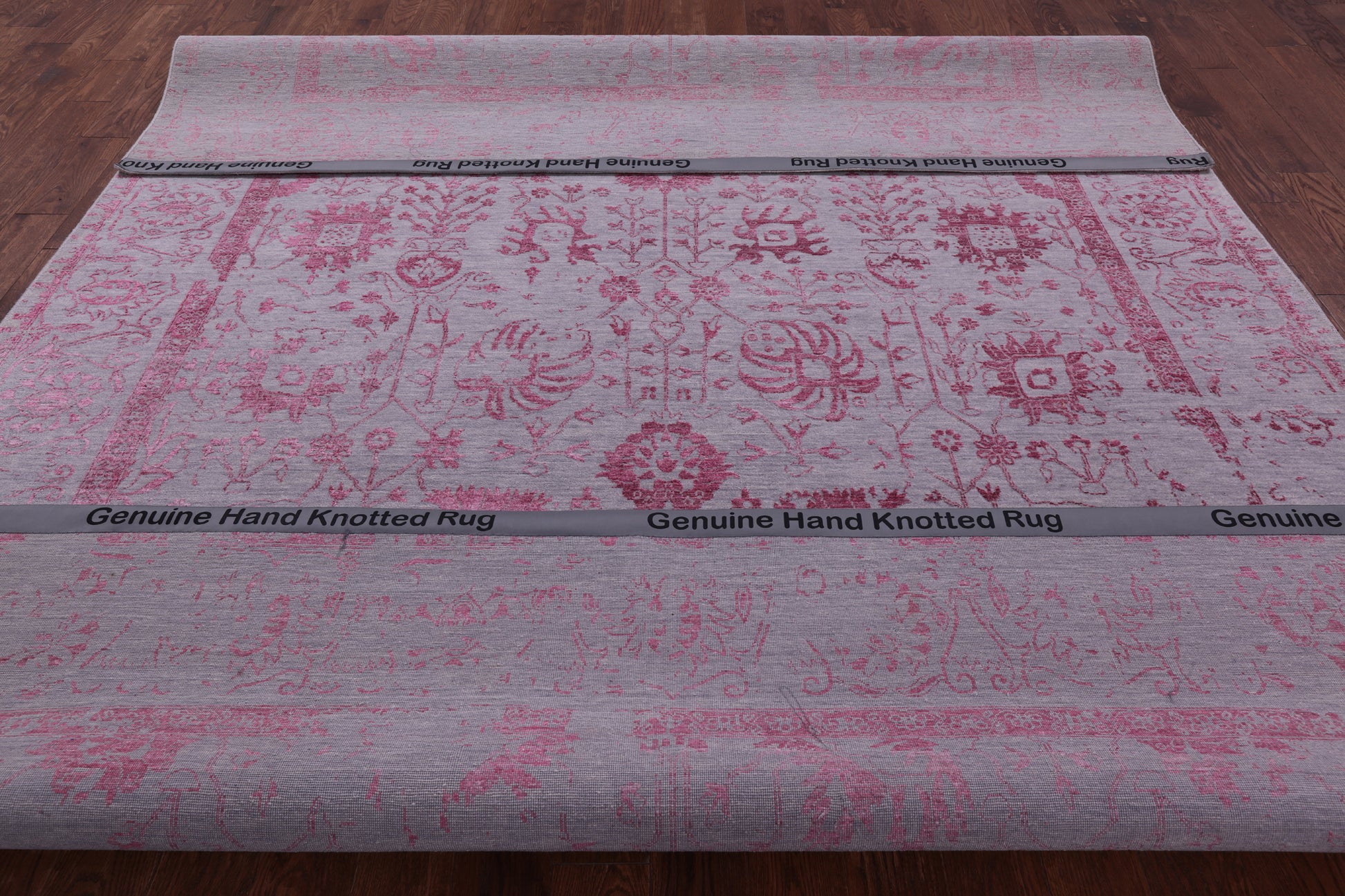Grey Persian Tabriz Hand Knotted Wool & Silk Rug - 9' 0" X 11' 9" - Golden Nile