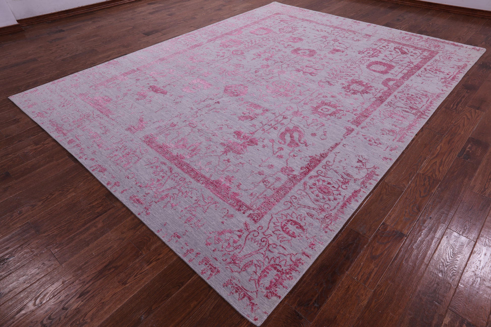 Grey Persian Tabriz Hand Knotted Wool & Silk Rug - 9' 0" X 11' 9" - Golden Nile