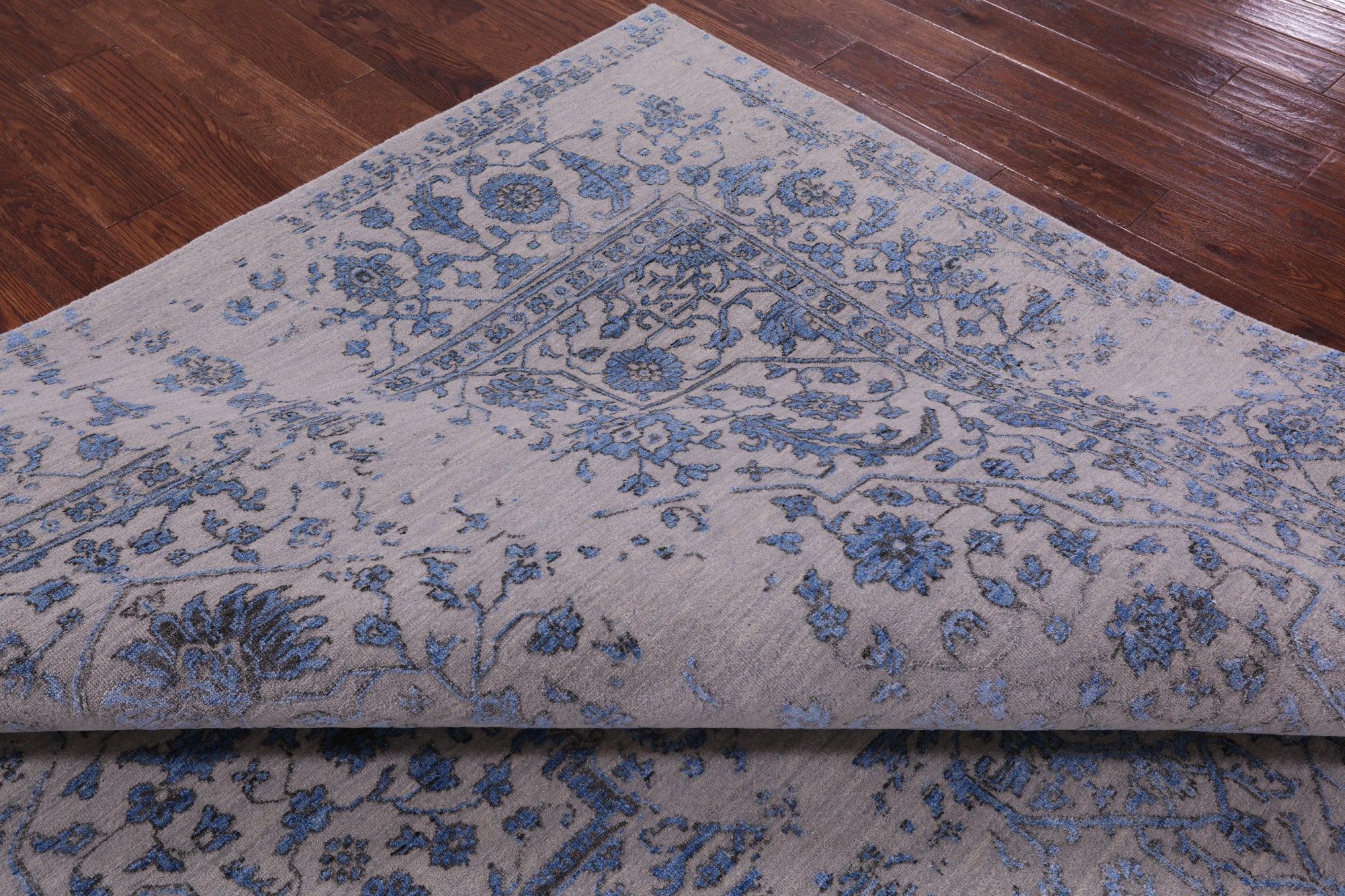 Ivory Persian Fine Serapi Hand Knotted Wool & Silk Rug - 8' 10" X 11' 9" - Golden Nile