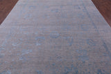 Grey Persian Tabriz Hand Knotted Wool & Silk Rug - 9' 0" X 12' 0" - Golden Nile
