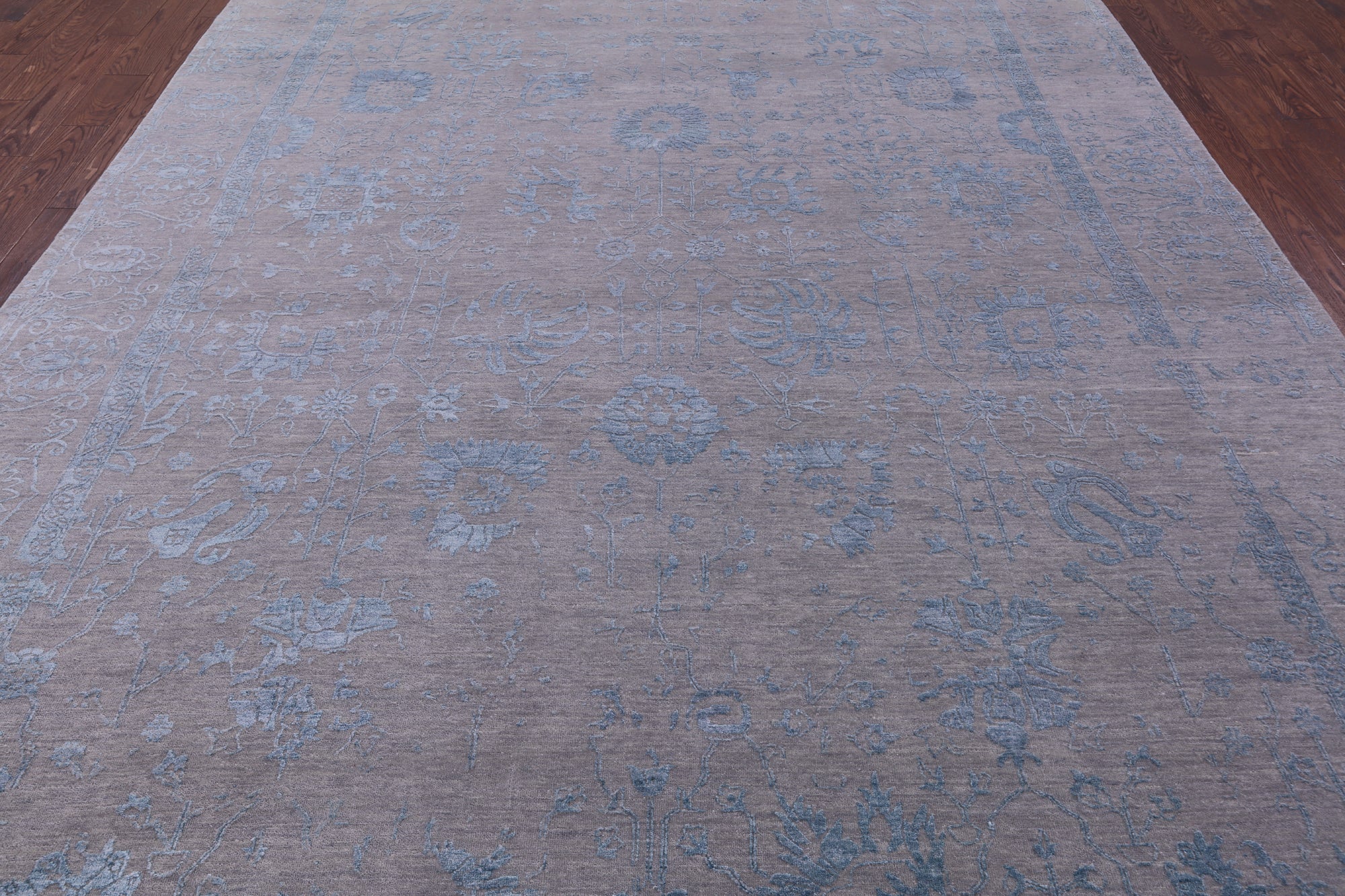 Grey Persian Tabriz Hand Knotted Wool & Silk Rug - 9' 0" X 12' 0" - Golden Nile