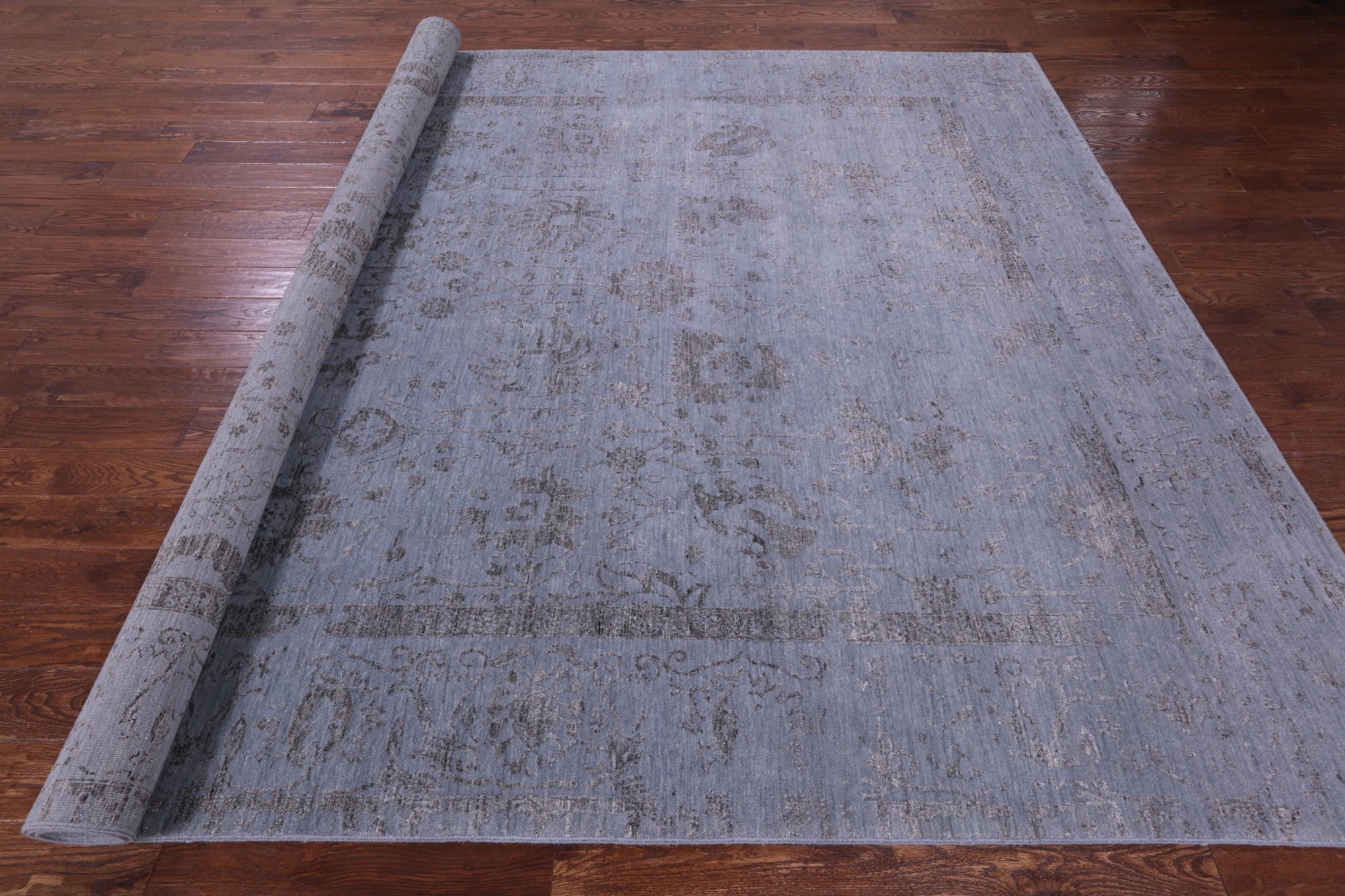 Grey Persian Tabriz Hand Knotted Wool & Silk Rug - 8' 10" X 12' 1" - Golden Nile