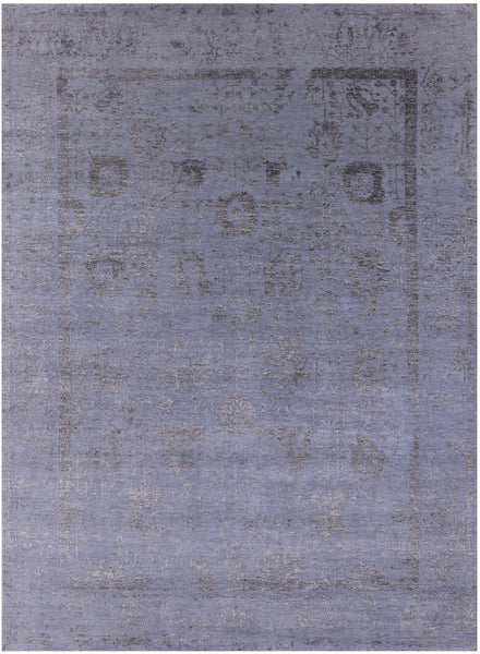 Grey Persian Tabriz Hand Knotted Wool & Silk Rug - 8' 10" X 12' 1" - Golden Nile